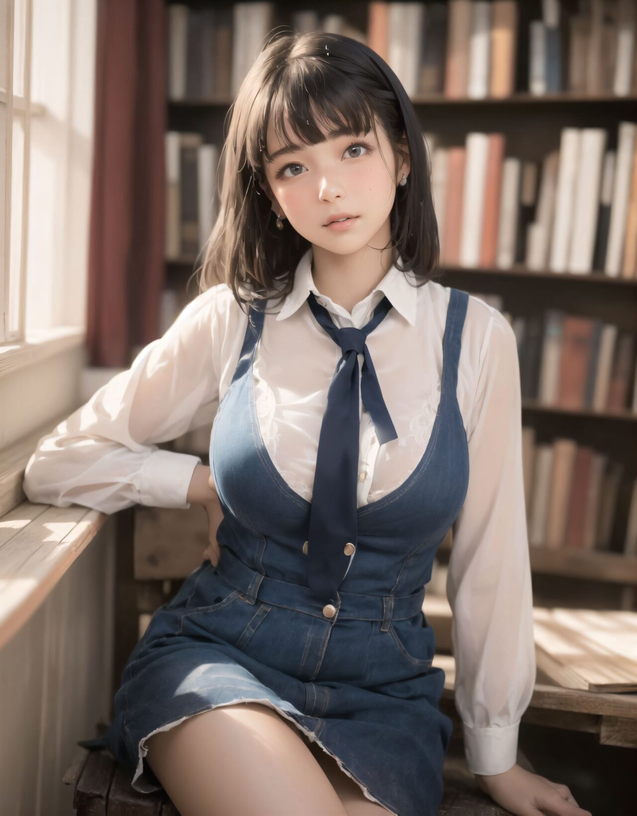 Her name is RUNA.
(Her face is the cutest of all Japanese idols:1.6),
She has a natural, bewitching charm.
She has a look that is particularly popular with young male fans.
She has a child-like figure and is plump.
Her skin is beautiful, smooth and firm.
Her body is full and she has large breasts and buttocks.
She often wears see-through clothes, and you can always see part of her underwear through the see-through material.
Her clothes are loose-fitting, so they look like they could come off at any moment.
Her expression is innocent, and she looks like she's inviting men to look at her.
She seduces the hearts of the men who look at her.
She is in the middle of taking off her clothes.
She is touching her breasts.
From her appearance, it looks like she is fully prepared for sex.
In fact, in the image, her pussy is soaking wet, and even her inner thighs are wet with droplets.
Her expression shows that she is feeling embarrassed.
This image is a very erotic one that shows off her sexy appeal to the maximum.
If a man were to see it, he would probably ejaculate.
(masterpiece:1.9), (best quality:1.8),(photo-realistic:1.7),real person,
(cute girl:1.2),(kawaii, japanese idol face:1.6),(12 years old young girl:1.3),
Beautiful skin, clear skin, fresh young skin,
Innocent pure and charming 16-year-old girl,
Innocent, youthful expression, gentle smile, shy demeanour,
Embarrassed Idol smile,
dark deep Blue green eyes, shining with purity,
stylish short cut, delicate flow of hair,
*
((
(masterpiece, ultra-detailed, best quality, cinematic light, photo-realistic:1.5),
(A 16-year-old beautiful Japanese schoolgirl, short black hair with soft bangs, delicate facial features, deep brown eyes reflecting sunlight, slight blush on cheeks, calm and shy expression, gently holding an old hardcover book in her hands, classic school uniform neatly worn with ribbon tie, sitting with poise),
(seated by the window in (an old-fashioned wooden school library:1.5), aged wooden floor and bookshelves filled with worn volumes, afternoon sunlight pouring through large paned windows, rays of golden light softly illuminating her profile, dust particles floating in the warm light, deep shadows behind the bookshelves, tranquil and timeless atmosphere),
(RUNA is seated sideways at a wooden table, leaning slightly forward as she turns a page, her silhouette rim-lit by the golden hour sun, a second student partially visible in the opposite seat glancing at her while pretending to read, subtle tension in their distance, a soft shared moment of quiet affection),
(focus on emotional silence and mutual presence, slow, poetic scene composition, shallow depth of field highlighting her serene expression and delicate fingers on the page, soft glow surrounding her figure like an aura of calm curiosity),
(wide cinematic framing, natural lighting, atmospheric perspective, ultra high-resolution, intricate costume details, realistic textures in the wooden surroundings and paper pages, emotional color grading with warm oranges and browns, high-clarity professional lens effect),
(vivid yet gentle color balance, expertly tuned ambient occlusion, full-frame storytelling image)
):1.2),
*