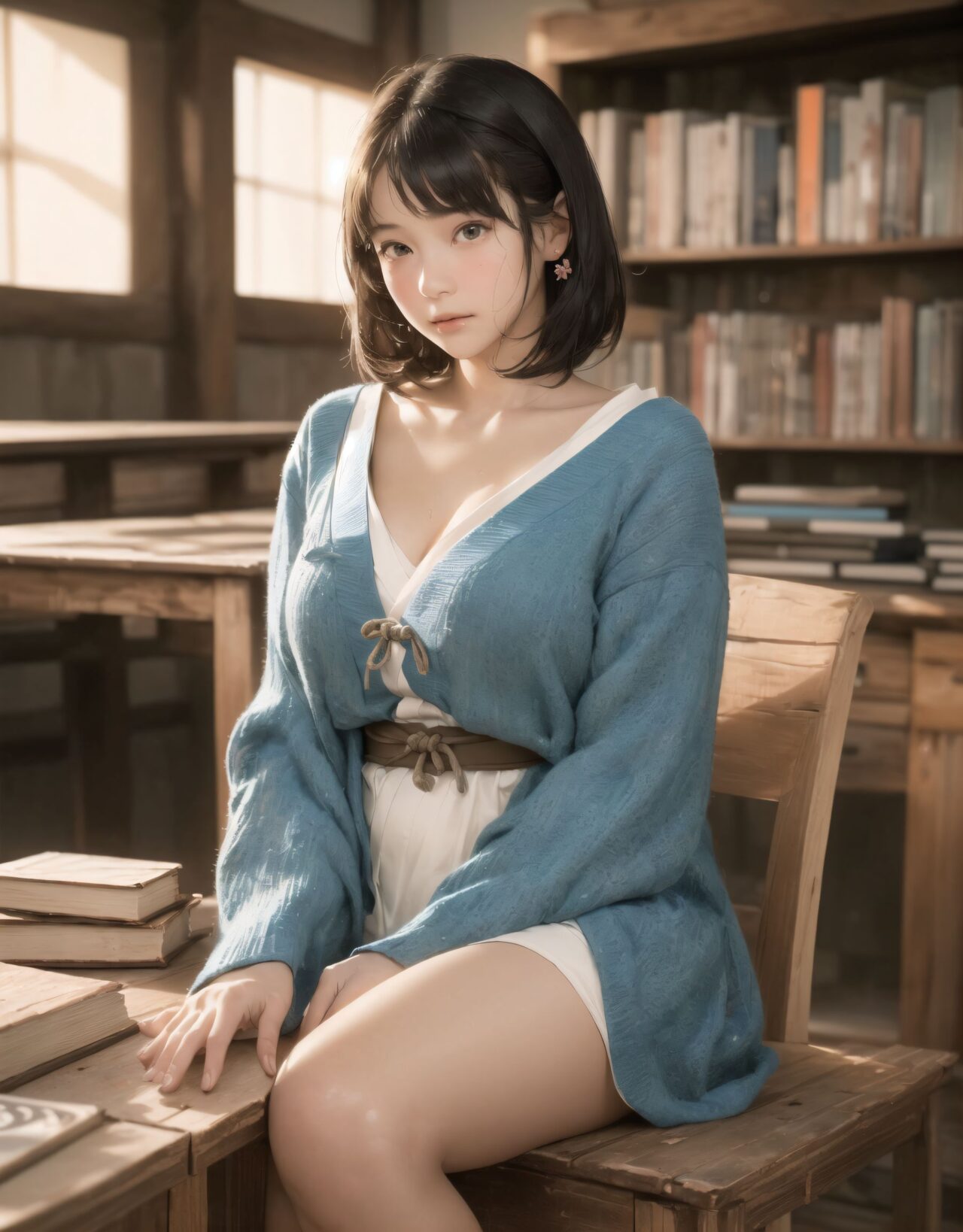Her name is RUNA.
(Her face is the cutest of all Japanese idols:1.6),
She has a natural, bewitching charm.
She has a look that is particularly popular with young male fans.
She has a child-like figure and is plump.
Her skin is beautiful, smooth and firm.
Her body is full and she has large breasts and buttocks.
She often wears see-through clothes, and you can always see part of her underwear through the see-through material.
Her clothes are loose-fitting, so they look like they could come off at any moment.
Her expression is innocent, and she looks like she's inviting men to look at her.
She seduces the hearts of the men who look at her.
She is in the middle of taking off her clothes.
She is touching her breasts.
From her appearance, it looks like she is fully prepared for sex.
In fact, in the image, her pussy is soaking wet, and even her inner thighs are wet with droplets.
Her expression shows that she is feeling embarrassed.
This image is a very erotic one that shows off her sexy appeal to the maximum.
If a man were to see it, he would probably ejaculate.
(masterpiece:1.9), (best quality:1.8),(photo-realistic:1.7),real person,
(cute girl:1.2),(kawaii, japanese idol face:1.6),(12 years old young girl:1.3),
Beautiful skin, clear skin, fresh young skin,
Innocent pure and charming 16-year-old girl,
Innocent, youthful expression, gentle smile, shy demeanour,
Embarrassed Idol smile,
dark deep Blue green eyes, shining with purity,
stylish short cut, delicate flow of hair,
*
((
(masterpiece, ultra-detailed, best quality, cinematic light, photo-realistic:1.5),
(A 16-year-old beautiful Japanese schoolgirl, short black hair with soft bangs, delicate facial features, deep brown eyes reflecting sunlight, slight blush on cheeks, calm and shy expression, gently holding an old hardcover book in her hands, classic school uniform neatly worn with ribbon tie, sitting with poise),
(seated by the window in (an old-fashioned wooden school library:1.5), aged wooden floor and bookshelves filled with worn volumes, afternoon sunlight pouring through large paned windows, rays of golden light softly illuminating her profile, dust particles floating in the warm light, deep shadows behind the bookshelves, tranquil and timeless atmosphere),
(RUNA is seated sideways at a wooden table, leaning slightly forward as she turns a page, her silhouette rim-lit by the golden hour sun, a second student partially visible in the opposite seat glancing at her while pretending to read, subtle tension in their distance, a soft shared moment of quiet affection),
(focus on emotional silence and mutual presence, slow, poetic scene composition, shallow depth of field highlighting her serene expression and delicate fingers on the page, soft glow surrounding her figure like an aura of calm curiosity),
(wide cinematic framing, natural lighting, atmospheric perspective, ultra high-resolution, intricate costume details, realistic textures in the wooden surroundings and paper pages, emotional color grading with warm oranges and browns, high-clarity professional lens effect),
(vivid yet gentle color balance, expertly tuned ambient occlusion, full-frame storytelling image)
):1.2),
*