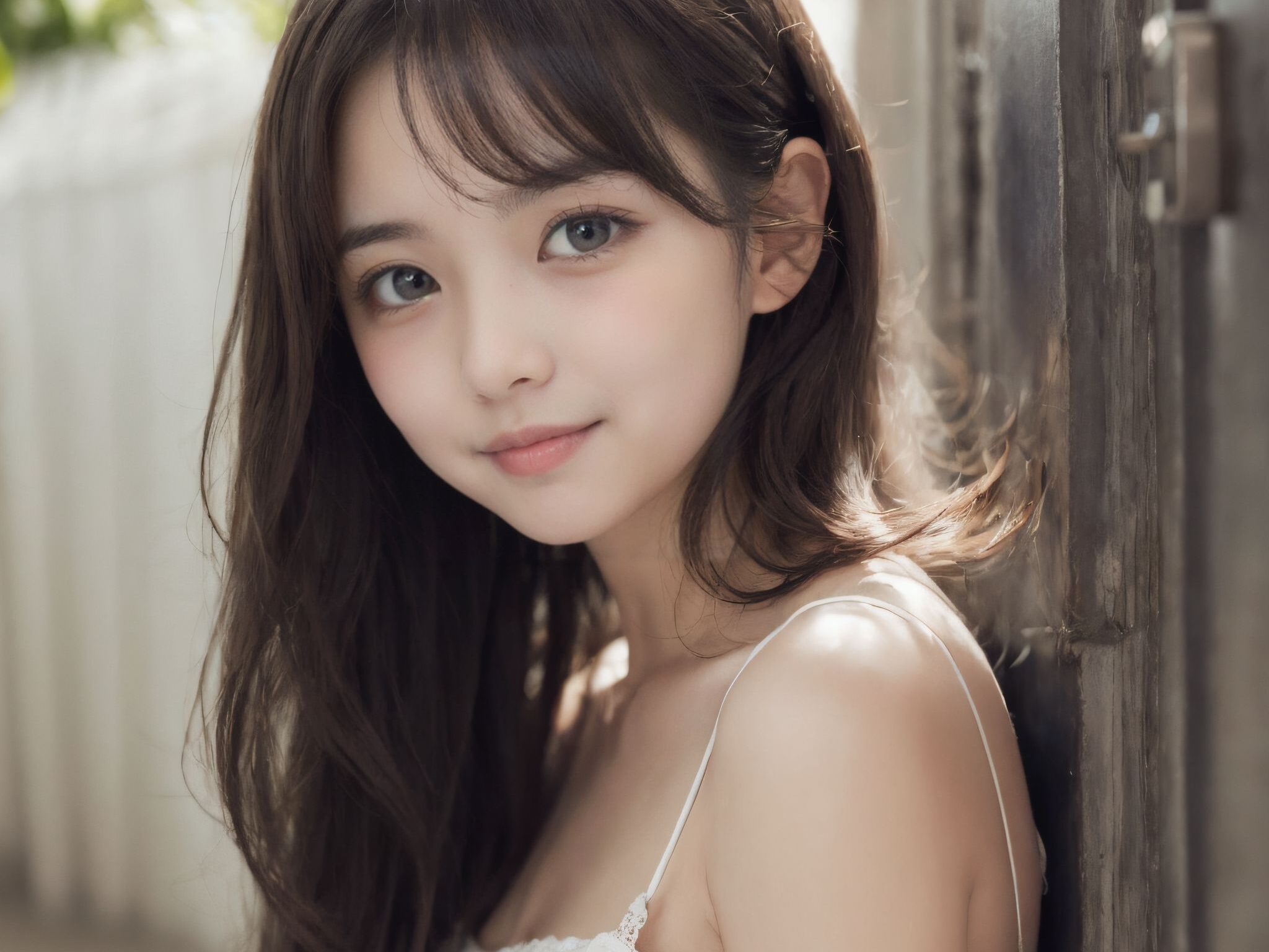 A 16-year-old fairy girl with an innocent and pure charm,(Gymnastics Centers),
her innocent expression, gentle smile, shyness,

shy idol-like smile,

dark, deep blue-green eyes that radiate a pure brilliance,
silver hair, stylish short haircut, delicate hair flow,


a look into the camera, a look that meets the eye, embodying the wonder of a child,

close-up shots,
soft, natural poses, youthful and elegant shots,


a mischievous look, an ideal fusion of innocence and charm,
embodying the popular kawaii girl,
elements of Lolita fashion, fresh and pure poses, exuding natural charm,


emphasizing her cuteness from a low angle and bringing out the delicate texture of her hair and clothes.
Soft natural light casts a soft shadow, bringing out the contours of her youthful face.


making her stand out clearly.
The shallow depth of field of the 50mm f/1.2 lens creates beautiful depth of field blur with her face in focus.
High resolution, detailed graphics,
vibrant colors, professional quality,


ultra-high resolution, every detail is reproduced clearly, from the individual strands of hair to the intricate weave of the costume.
The vivid contrast of the professional-quality image brings the vivid colors to life.

(EasyNegativeV2: -1.5), (Worst Quality, Low Quality: -1.2),
(Mole: -1.1), (Skin Spot: -1.2), (Freckle: -1.3)
(Poor Hand: -5: -1.2), (Negative Hand: -1.1),

BLAKE

A high detail illustration of a young Japanese girl with a **shy yet curious expression**. 
Her expression should convey a sense of hesitant curiosity, as if she is trying to understand her own emotions of nervousness and excitement. Her cheeks should be flushed lightly, and her eyes should have a gentle sparkle, hinting at both her hesitation and her playful desire to show herself.

She wears a revealing summer dress with **lace details** that peek out, adding an element of innocent allure. Her hands should be placed near her neckline, **gently pulling the fabric aside as if to reveal more of her chest**, but with a sense of hesitation that conveys her mixed feelings. Her pose should be slightly twisted, suggesting vulnerability while also giving a hint of confidence as if she is trying to overcome her shyness.

The focus should be on her **facial expressions?soft, sparkling eyes, flushed cheeks, and a tiny, nervous smile** that shows her internal conflict between wanting to be daring and feeling hesitant. Her posture should feel both reserved and exploratory, making it appear that she is testing her own boundaries.

The illustration should be rendered in a **2.5D anime-inspired art style**, with bright and vibrant colors. The emphasis should be on capturing the moment of emotional conflict, balancing innocence with a daring, yet unsure charm. The setting should be simple, allowing the focus to remain on her actions and expressions, and ensuring that the sense of charm and playfulness is at the forefront.

BLAKE

(A girl with her large breasts),
(from front),
dynamic angle,(leaning forward),
moderately normal perky breasts, happiness, depth of field, bed, girl's room,

 
The room in the background is decorated in soft, girlish colors. The room has been enchanted, and a gentle light illuminates the many items in the room.
The girl is wearing a confident smile.
The whole screen is a scene where fantasy elements and her erotic-kawaii charm fuse together.

BLAKE

A high detail illustration of a young Japanese girl with a shy yet funy expression, She should look as if she is caught in an emotional mix of nervousness and excitement, her cheeks flushed deeply, and her eyes wide with a hint of tears welling up, reflecting her vulnerability and hesitation. reflecting her playful desire to show herself, but now with an added layer of innocence and reluctance.

She has long black hair that falls past her shoulders and wears a slightly revealing summer dress. Her hands should be positioned near her chest, as if holding her dress up to cover herself, creating a sense of both self-consciousness and wanting to reveal. She should also be lifting the hem of her dress just enough , adding to the tension between innocence and boldness. Her body language should emphasize a mix of defensiveness and thrill, similar to someone caught between wanting to hide and wanting to be seen.

The illustration should focus on her **facial expressions?wide eyes with tears, flushed cheeks, and a slightly trembling, unsure smile**, capturing the tension between her desires and her hesitation. The anime-inspired art style should use bright, vibrant tones, bringing out her emotional conflict while keeping the overall atmosphere charming and a bit playful.