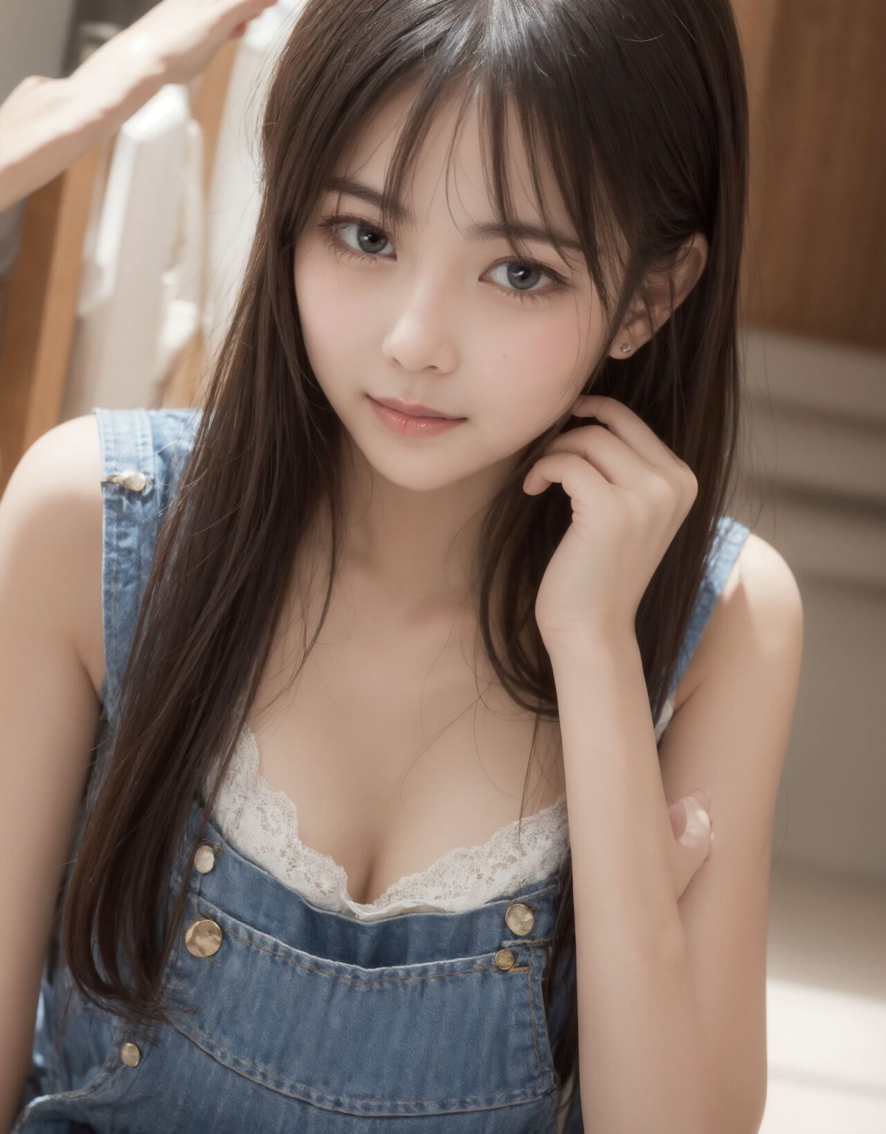 A 16-year-old fairy girl with an innocent and pure charm,
her innocent expression, gentle smile, shyness,




shy idol-like smile,dark, deep eyes that radiate a pure brilliance,delicate hair flow, a look into the camera, a look that meets the eye, embodying the wonder of a child.

(close-up shots), soft, natural poses, youthful and elegant shots,

A 16-year-old fairy girl with an innocent and pure charm,
her innocent expression, gentle smile, shyness,

A high detail photo of a young Japanese girl with a **shy yet curious expression**. 
Her expression should convey a sense of hesitant curiosity, as if she is trying to understand her own emotions of nervousness and excitement. Her cheeks should be flushed lightly, and her eyes should have a gentle sparkle, hinting at both her hesitation and her playful desire to show herself.
gently pulling the fabric aside as if to reveal more of her chest, but with a sense of hesitation that conveys her mixed feelings. Her pose should be slightly twisted, suggesting vulnerability while also giving a hint of confidence as if she is trying to overcome her shyness.

The focus should be on her **facial expressions?soft, sparkling eyes, flushed cheeks, and a tiny, nervous smile** that shows her internal conflict between wanting to be daring and feeling hesitant. Her posture should feel both reserved and exploratory, making it appear that she is testing her own boundaries.

The photo should be rendered, with bright and vibrant colors. The emphasis should be on capturing the moment of emotional conflict, balancing innocence with a daring, yet unsure charm. The setting should be simple, allowing the focus to remain on her actions and expressions, and ensuring that the sense of charm and playfulness is at the forefront.
(from front),dynamic angle,(leaning forward),
moderately normal perky breasts, happiness, depth of field, The room in the background is decorated in soft, girlish colors. The room has been enchanted, and a gentle light illuminates the many items in the room. The girl is wearing a confident smile. The whole screen is a scene where fantasy elements and her erotic-kawaii charm fuse together.



A high detail illustration of a young Japanese girl with a shy yet funy expression, She should look as if she is caught in an emotional mix of nervousness and excitement, her cheeks flushed deeply, and her eyes wide with a hint of tears welling up, reflecting her vulnerability and hesitation. reflecting her playful desire to show herself, but now with an added layer of innocence and reluctance.

She has long black hair that falls past her shoulders. Her hands should be positioned near her chest, as if holding her dress up to cover herself, creating a sense of both self-consciousness and wanting to reveal. 
She should also be lifting the hem of her dress just enough , adding to the tension between innocence and boldness. Her body language should emphasize a mix of defensiveness and thrill, similar to someone caught between wanting to hide and wanting to be seen.

The photo should focus on her **facial expressions?wide eyes with tears, flushed cheeks, and a slightly trembling, unsure smile**, capturing the tension between her desires and her hesitation. The anime-inspired art style should use bright, vibrant tones, bringing out her emotional conflict while keeping the overall atmosphere charming and a bit playful.



shy idol-like smile,dark, deep eyes that radiate a pure brilliance,delicate hair flow, a look into the camera, a look that meets the eye, embodying the wonder of a child.

(close-up shots), soft, natural poses, youthful and elegant shots,

a mischievous look, an ideal fusion of innocence and charm,embodying the popular kawaii girl,elements of Lolita fashion, fresh and pure poses, exuding natural charm.emphasizing her cuteness from a low angle and bringing out the delicate texture of her hair and clothes.Soft natural light casts a soft shadow, bringing out the contours of her youthful face.

making her stand out clearly.High resolution, detailed graphics, vibrant colors, professional quality. ultra-high resolution, every detail is reproduced clearly, from the individual strands of hair to the intricate weave of the costume. The vivid contrast of the professional-quality image brings the vivid colors to life.



(EasyNegativeV2: -1.5), (Worst Quality, Low Quality: -1.2),
(Mole: -1.1), (Skin Spot: -1.2), (Freckle: -1.3)
(Poor Hand:-1.2), (Negative Hand: -1.1),