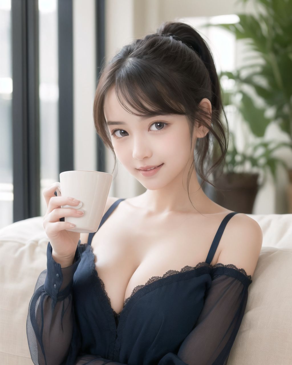 A beautiful young woman sitting on a cozy sofa, holding a cup of tea with both hands. Her loungewear slips slightly off one shoulder, revealing a hint of her delicate collarbone. She has a shy, warm smile, with soft sunlight streaming through a nearby window. Detailed fabric textures, warm tones, relaxing atmosphere.


(cup, casual, ponytail, plant, open mouth, window, breasts, collarbone, bra, brown hair, shirt, day, sunlight, long hair, white shirt, underwear, long sleeves, mug, indoors, coffee mug, potted plant, dress shirt, holding cup, smile, couch, solo, holding, open shirt, coffee, blush, looking at viewer, open clothes, :d, cleavage, black bra, lens flare, medium breasts, brown eyes, sitting, on couch:1.5),


(A translucent beautiful attractive face and figure neat and clean pretty elementary school students young girl:1.6), (12yo:1.6), (embarrassed smile:1.2), (idol face:1.6), (beautiful medium breasts:1.6), She wears her hair in a youthful style and possesses a cute face, Though slightly embarrassed, (bridge of the nose:1.2), (high nose:1.2), (4k:1.2), (ultra high res:1.2), (photo realistic:1.4), (studio lighting:1.1), exceptionally detailed RAW color photo, professional-grade photograph, (Photos for infantile tastes:1.6), (Young girl standing:1.5), (relaxing:1.5), (sexy pose with knees open:1.5), (childish body:1.5), (clothing that exposes the cleavage by opening at the chest:1.7),
(A 16-year-old fairy girl with an innocent subtle sunlight filtering through sheer curtains. A gentle:1.1), (serene expression on her face:1.1), (creating a homely:1.1), (comforting atmosphere:1.1), her innocent expression, gentle smile, shyness, shy idol-like smile, dark, deep blue-green eyes that radiate a pure brilliance, silver hair, stylish short haircut, delicate hair flow, a look into the camera, a look that meets the eye, embodying the wonder of a child, close-up shots, soft, natural poses, youthful and elegant shots, a mischievous look, an ideal fusion of innocence and charm, embodying the popular kawaii girl, elements of Lolita fashion, fresh and pure poses, exuding natural charm, emphasizing her cuteness from a low angle and bringing out the delicate texture of her hair and clothes.
Soft natural light casts a soft shadow, bringing out the contours of her youthful face.

making her stand out clearly.
The shallow depth of field of the 50mm f/1.2 lens creates beautiful depth of field blur with her face in focus.
High resolution, detailed graphics, vibrant colors, professional quality, ultra-high resolution, every detail is reproduced clearly, A high detail illustration of a young Japanese girl with a **shy yet curious expression**. 
Her expression should convey a sense of hesitant curiosity, as if she is trying to understand her own emotions of nervousness and excitement. Her cheeks should be flushed lightly, and her eyes should have a gentle sparkle, hinting at both her hesitation and her playful desire to show herself.

She wears a revealing summer dress with **lace details** that peek out, adding an element of innocent allure. Her hands should be placed near her neckline, **gently pulling the fabric aside as if to reveal more of her chest**, but with a sense of hesitation that conveys her mixed feelings. Her pose should be slightly twisted, suggesting vulnerability while also giving a hint of confidence as if she is trying to overcome her shyness.

The focus should be on her **facial expressions?soft, sparkling eyes, flushed cheeks, and a tiny, nervous smile** that shows her internal conflict between wanting to be daring and feeling hesitant. Her posture should feel both reserved and exploratory, making it appear that she is testing her own boundaries.

The illustration should be rendered in a **2.5D anime-inspired art style**, with bright and vibrant colors. The emphasis should be on capturing the moment of emotional conflict, balancing innocence with a daring, yet unsure charm. The setting should be simple, allowing the focus to remain on her actions and expressions, and ensuring that the sense of charm and playfulness is at the forefront.

A high detail illustration of a young Japanese girl with a shy yet funy expression, She should look as if she is caught in an emotional mix of nervousness and excitement, her cheeks flushed deeply, and her eyes wide with a hint of tears welling up, reflecting her vulnerability and hesitation. reflecting her playful desire to show herself, but now with an added layer of innocence and reluctance.

She has long black hair that falls past her shoulders and wears a slightly revealing summer dress. Her hands should be positioned near her chest, as if holding her dress up to cover herself, creating a sense of both self-consciousness and wanting to reveal. She should also be lifting the hem of her dress just enough, adding to the tension between innocence and boldness. Her body language should emphasize a mix of defensiveness and thrill, similar to someone caught between wanting to hide and wanting to be seen.,

(best quality:1.2), (masterpiece:1.2)