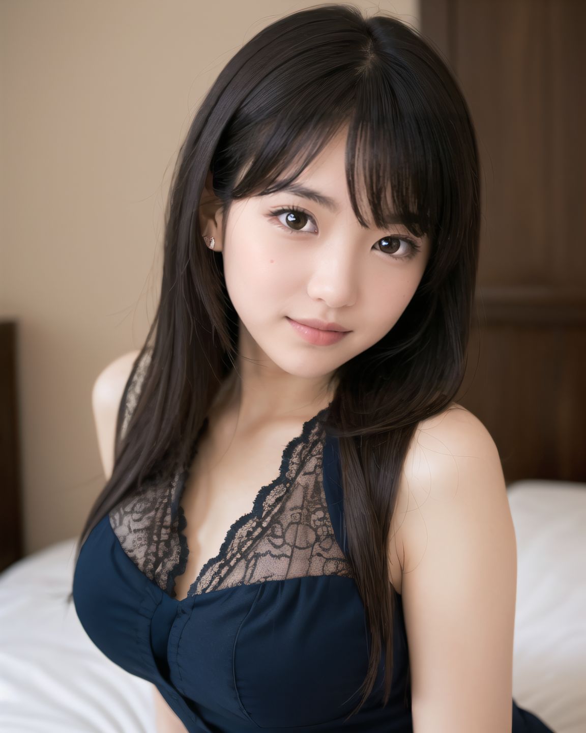A 16-year-old fairy girl with an innocent and pure charm,
her innocent expression, gentle smile, shyness,
shy idol-like smile,
dark, deep blue-green eyes that radiate a pure brilliance,
silver hair, stylish short haircut, delicate hair flow,
a look into the camera, a look that meets the eye, embodying the wonder of a child,
close-up shots,
soft, natural poses, youthful and elegant shots,
a mischievous look, an ideal fusion of innocence and charm,
embodying the popular kawaii girl,
elements of Lolita fashion, fresh and pure poses, exuding natural charm,
emphasizing her cuteness from a low angle and bringing out the delicate texture of her hair and clothes.
Soft natural light casts a soft shadow, bringing out the contours of her youthful face.
making her stand out clearly.
The shallow depth of field of the 50mm f/1.2 lens creates beautiful depth of field blur with her face in focus.
High resolution, detailed graphics,
vibrant colors, professional quality,
ultra-high resolution, every detail is reproduced clearly, from the individual strands of hair to the intricate weave of the costume.
The vivid contrast of the professional-quality image brings the vivid colors to life.
BLAKE
A high detail illustration of a young Japanese girl with a **shy yet curious expression**.
Her expression should convey a sense of hesitant curiosity, as if she is trying to understand her own emotions of nervousness and excitement. Her cheeks should be flushed lightly, and her eyes should have a gentle sparkle, hinting at both her hesitation and her playful desire to show herself.
She wears a revealing summer dress with **lace details** that peek out, adding an element of innocent allure. Her hands should be placed near her neckline, **gently pulling the fabric aside as if to reveal more of her chest**, but with a sense of hesitation that conveys her mixed feelings. Her pose should be slightly twisted, suggesting vulnerability while also giving a hint of confidence as if she is trying to overcome her shyness.
The focus should be on her **facial expressions?soft, sparkling eyes, flushed cheeks, and a tiny, nervous smile** that shows her internal conflict between wanting to be daring and feeling hesitant. Her posture should feel both reserved and exploratory, making it appear that she is testing her own boundaries.
The illustration should be rendered in a **2.5D anime-inspired art style**, with bright and vibrant colors. The emphasis should be on capturing the moment of emotional conflict, balancing innocence with a daring, yet unsure charm. The setting should be simple, allowing the focus to remain on her actions and expressions, and ensuring that the sense of charm and playfulness is at the forefront.
BLAKE
(A girl with her large breasts),
(from front),
dynamic angle,(leaning forward),
moderately normal perky breasts, happiness, depth of field, bed, girl's room,
The room in the background is decorated in soft, girlish colors. The room has been enchanted, and a gentle light illuminates the many items in the room.
The girl is wearing a confident smile.
The whole screen is a scene where fantasy elements and her erotic-kawaii charm fuse together.
BLAKE
A high detail illustration of a young Japanese girl with a shy yet funy expression, She should look as if she is caught in an emotional mix of nervousness and excitement, her cheeks flushed deeply, and her eyes wide with a hint of tears welling up, reflecting her vulnerability and hesitation. reflecting her playful desire to show herself, but now with an added layer of innocence and reluctance.
She has long black hair that falls past her shoulders and wears a slightly revealing summer dress. Her hands should be positioned near her chest, as if holding her dress up to cover herself, creating a sense of both self-consciousness and wanting to reveal. She should also be lifting the hem of her dress just enough , adding to the tension between innocence and boldness. Her body language should emphasize a mix of defensiveness and thrill, similar to someone caught between wanting to hide and wanting to be seen.
The illustration should focus on her **facial expressions?wide eyes with tears, flushed cheeks, and a slightly trembling, unsure smile**, capturing the tension between her desires and her hesitation. The anime-inspired art style should use bright, vibrant tones, bringing out her emotional conflict while keeping the overall atmosphere charming and a bit playful.