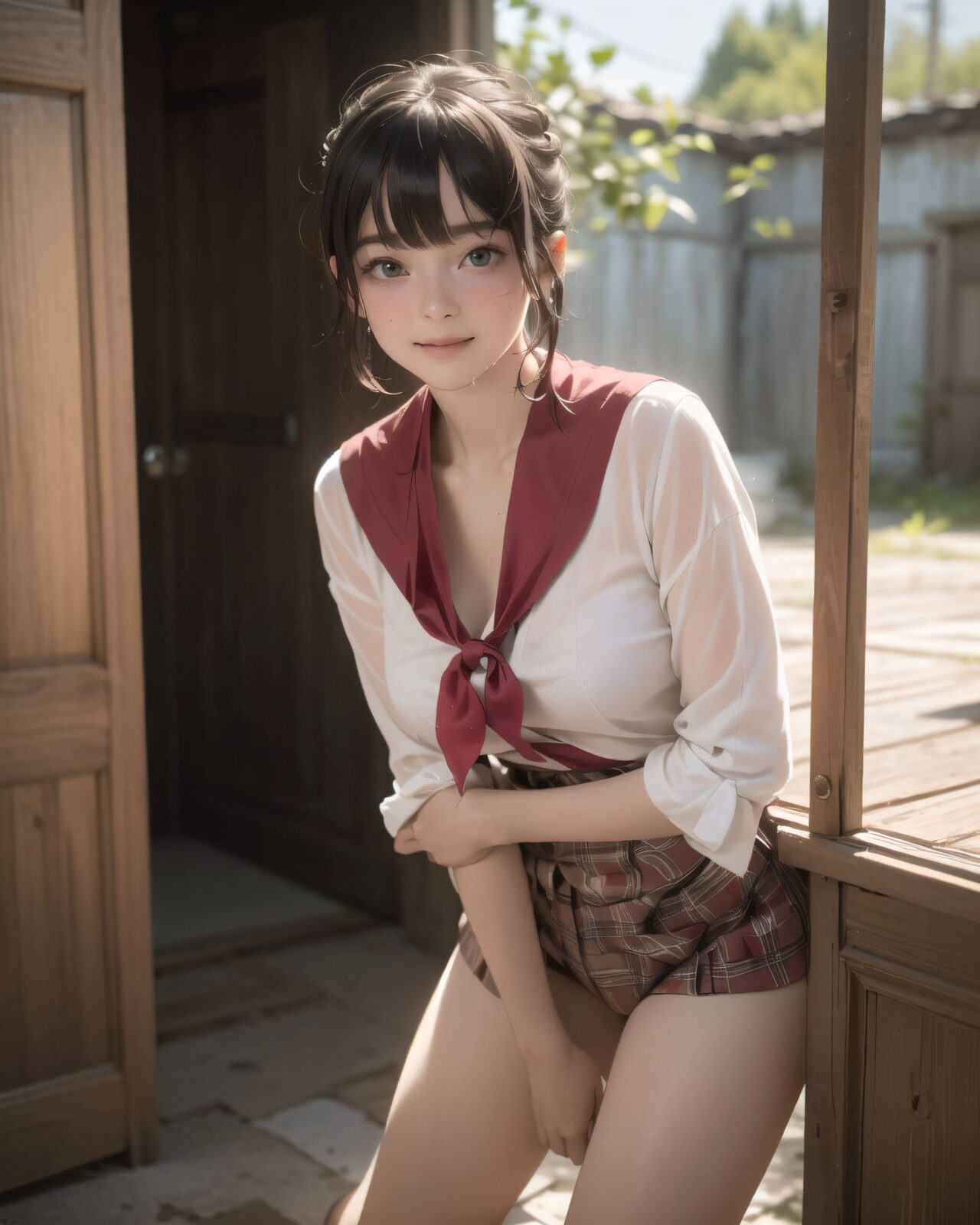 Her name is RUNA.
Her face is the cutest of all Japanese idols.
She has a natural, bewitching charm.
She has a look that is particularly popular with young male fans.
She has a child-like figure and is plump.
Her skin is beautiful, smooth and firm.
Her body is full and she has large breasts and buttocks.
She often wears see-through clothes, and you can always see part of her underwear through the see-through material.
Her clothes are loose-fitting, so they look like they could come off at any moment.
Her expression is innocent, and she looks like she's inviting men to look at her.
She seduces the hearts of the men who look at her.
She is in the middle of taking off her clothes.
She is touching her breasts.
From her appearance, it looks like she is fully prepared for sex.
In fact, in the image, her pussy is soaking wet, and even her inner thighs are wet with droplets.
Her expression shows that she is feeling embarrassed.
This image is a very erotic one that shows off her sexy appeal to the maximum.
If a man were to see it, he would probably ejaculate.

(masterpiece:1.3), (best quality:1.3),(photo-realistic:1.5),real person,
(cute girl:1.2),kawaii,idol face,(12 years old young girl:1.3),

BLAKE

Innocent pure and charming 16-year-old girl, 
Innocent, youthful expression, gentle smile, shy demeanour,

Embarrassed Idol smile,

dark deep Blue green eyes, shining with purity,
stylish short cut, delicate flow of hair, 

*
((

(masterpiece, best quality, ultra-detailed, hyper-realistic, photo-realistic, cinematic lighting, full body, solo, 4k resolution, perfect anatomy, beautifully detailed skin and fabric, soft shadows, ray tracing, intricate lighting reflections, cinematic depth of field, volumetric lighting),

A stunningly beautiful 16-year-old Japanese schoolgirl standing quietly at the aged wooden entrance of a secluded countryside school at dusk, surrounded by soft orange and pink hues of the fading sun. She wears a slightly oversized white sailor-style school uniform with a vivid red neckerchief that hangs loosely, its knot a little off-center as if hastily tied. The top of her blouse is partially unbuttoned, subtly revealing the curve of her collarbone and the top of her chest, with fabric gently pulling around her bust. Her pleated skirt is slightly ruffled and flutters lightly in the soft breeze, rising just enough to expose her smooth thighs above the hem of her white loose socks and worn brown leather loafers.

Her short black hair is glossy, layered with soft texture, and tousled slightly by the wind. Delicate bangs frame her youthful face, and a few damp strands cling subtly to her cheeks. Her eyes are deep and mysterious, dark grey with hints of melancholy violet, as if carrying unspoken emotions. She looks directly into the camera with a quiet intensity?her gaze both inviting and distant, like she?s waiting for someone but afraid they might never come. In one hand, she loosely holds an old-fashioned diary wrapped with a faded ribbon, tucked gently against her thigh, hinting at secret thoughts within.

Her body language is quiet yet suggestive: leaning lightly against the weathered doorframe with one foot up against the wood, her knees relaxed, her other hand brushing against the edge of her skirt absentmindedly. The surrounding scene is infused with nostalgic calm?moss-covered stone steps below, the edge of a rusted bicycle, and faintly glowing lanterns swinging gently from the wooden eaves above. Mist rises faintly from the fields in the distance, while soft rays from the setting sun spill through gaps in the clouds, illuminating dust motes in the air.

The camera captures her from a slightly low, diagonal angle?emphasizing her legs, the textures of her uniform, the vulnerability of the open collar, and the contemplative depth of her gaze. The entire composition evokes a delicate moment of transition: between day and night, between innocence and secret awareness, between being seen and remaining hidden. The air carries the stillness of anticipation.

(fantasy anime style, emotional storytelling composition, soft cinematic sunset color palette, ethereal yet grounded, rich background details, rural traditional school building, wooden textures, poetic mood)



):1.8),
*

Facing the camera, making eye contact, embodying childlike wonder, 

Soft, natural posture, youthful, graceful shot, 

flirtatious eyes expression,, an ideal blend of innocence and enchantment, 
Embodies the popular kawaii girl,
Elements of Lolita fashion, fresh and pure poses, exuding natural charm, 


The low angle emphasises her kawaii and highlights the fine textures of her hair and clothes, 
Natural light casts soft shadows and highlights the contours of her youthful face, 


Bringing her into sharp focus,
High resolution, detailed graphics, 
vivid colors, professional quality,


Ultra-high resolution, capturing every detail from individual strands of hair to the intricate fabrics of her costume,
Professional-grade clarity and contrast bring the vibrant colours to life,


(EasyNegativeV2:-1.5), (worst quality, low quality:-1.2),
(moles:-1.1),(spot on the skin:-1.2),(freckles:-1.3)
(bad-hands-5:-1.2), (negative_hand-neg:-1.1), 

BLAKE

beautiful detailed eyes,
(baby face:1.4),
(smile:1.4),blush,(soft and smooth skin:1.2),(oily skin:1.2),
(medium breasts:1.2),

(bangs cut, beautiful hair:1.6),braids,Headband Alice band,

concept art,
texture,Exquisite and beautiful backgrounds,
absolutely resolution, ultra detaile,intricate,
(8k:1.3),CG, unity , 2k wallpaper,absurdres,