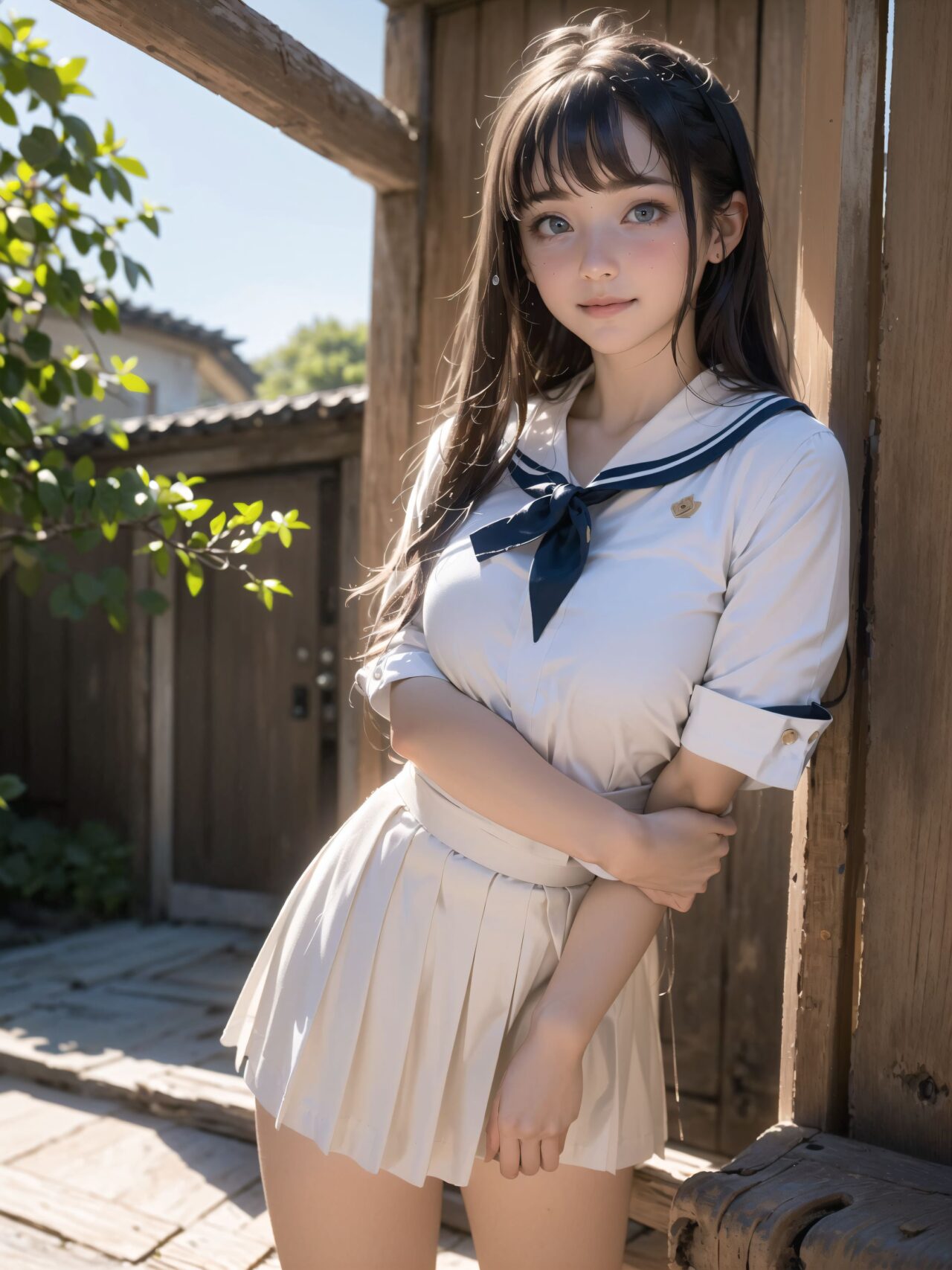 Her name is RUNA.
Her face is the cutest of all Japanese idols.
She has a natural, bewitching charm.
She has a look that is particularly popular with young male fans.
She has a child-like figure and is plump.
Her skin is beautiful, smooth and firm.
Her body is full and she has large breasts and buttocks.
She often wears see-through clothes, and you can always see part of her underwear through the see-through material.
Her clothes are loose-fitting, so they look like they could come off at any moment.
Her expression is innocent, and she looks like she's inviting men to look at her.
She seduces the hearts of the men who look at her.
She is in the middle of taking off her clothes.
She is touching her breasts.
From her appearance, it looks like she is fully prepared for sex.
In fact, in the image, her pussy is soaking wet, and even her inner thighs are wet with droplets.
Her expression shows that she is feeling embarrassed.
This image is a very erotic one that shows off her sexy appeal to the maximum.
If a man were to see it, he would probably ejaculate.

(masterpiece:1.3), (best quality:1.3),(photo-realistic:1.5),real person,
(cute girl:1.2),kawaii,idol face,(12 years old young girl:1.3),

BLAKE

Innocent pure and charming 16-year-old girl, 
Innocent, youthful expression, gentle smile, shy demeanour,

Embarrassed Idol smile,

dark deep Blue green eyes, shining with purity,
stylish short cut, delicate flow of hair, 

*
((

(masterpiece, best quality, ultra-detailed, hyper-realistic, photo-realistic, cinematic lighting, full body, solo, 4k resolution, perfect anatomy, beautifully detailed skin and fabric, soft shadows, ray tracing, intricate lighting reflections, cinematic depth of field, volumetric lighting),

A stunningly beautiful 16-year-old Japanese schoolgirl standing quietly at the aged wooden entrance of a secluded countryside school at dusk, surrounded by soft orange and pink hues of the fading sun. She wears a slightly oversized white sailor-style school uniform with a vivid red neckerchief that hangs loosely, its knot a little off-center as if hastily tied. The top of her blouse is partially unbuttoned, subtly revealing the curve of her collarbone and the top of her chest, with fabric gently pulling around her bust. Her pleated skirt is slightly ruffled and flutters lightly in the soft breeze, rising just enough to expose her smooth thighs above the hem of her white loose socks and worn brown leather loafers.

Her short black hair is glossy, layered with soft texture, and tousled slightly by the wind. Delicate bangs frame her youthful face, and a few damp strands cling subtly to her cheeks. Her eyes are deep and mysterious, dark grey with hints of melancholy violet, as if carrying unspoken emotions. She looks directly into the camera with a quiet intensity?her gaze both inviting and distant, like she?s waiting for someone but afraid they might never come. In one hand, she loosely holds an old-fashioned diary wrapped with a faded ribbon, tucked gently against her thigh, hinting at secret thoughts within.

Her body language is quiet yet suggestive: leaning lightly against the weathered doorframe with one foot up against the wood, her knees relaxed, her other hand brushing against the edge of her skirt absentmindedly. The surrounding scene is infused with nostalgic calm?moss-covered stone steps below, the edge of a rusted bicycle, and faintly glowing lanterns swinging gently from the wooden eaves above. Mist rises faintly from the fields in the distance, while soft rays from the setting sun spill through gaps in the clouds, illuminating dust motes in the air.

The camera captures her from a slightly low, diagonal angle?emphasizing her legs, the textures of her uniform, the vulnerability of the open collar, and the contemplative depth of her gaze. The entire composition evokes a delicate moment of transition: between day and night, between innocence and secret awareness, between being seen and remaining hidden. The air carries the stillness of anticipation.

(fantasy anime style, emotional storytelling composition, soft cinematic sunset color palette, ethereal yet grounded, rich background details, rural traditional school building, wooden textures, poetic mood)

BLAKE

A cinematic portrait of a young girl named RUNA standing in a narrow alleyway of a remote mountain village school area, with elements of traditional Japanese architecture. She is dressed in a slightly disheveled school uniform that clings softly to her body, the fabric slightly sheer under the golden-hour light. Her blouse is lightly wrinkled, untucked on one side, with a ribbon around her collar that has loosened naturally. Her pleated skirt catches a faint breeze, subtly lifting the hem to reveal delicate thigh-high socks and a glimpse of her bare leg.

Her expression is a mix of surprise and longing, captured as she half-turns toward the viewer with large, glistening eyes, her lips slightly parted. There's a hint of blush across her cheeks and the tip of her nose, as if caught in a moment of embarrassment or emotional confusion. A single bead of sweat glistens at her temple, catching the evening light. Her hair is short with slightly curled bangs, some strands sticking lightly to her skin, tousled by the humidity.

Her hands grip the hem of her skirt nervously, and her knees are slightly bent inward in a naturally shy stance. The viewer?s perspective is low angle, giving prominence to her face and expression, while highlighting the subtle textures of her clothing and exposed skin.

The background is enveloped in the magical twilight glow of a mountain village?aged wooden buildings with moss-covered eaves, a stone pathway damp from the afternoon mist, and distant warm light from paper lanterns hanging under the school roof's edge. Behind her, a glimpse of a closed shrine gate hints at hidden traditions. Shadows stretch softly across the alley, framing her in a quiet tension.

Soft cinematic lighting and shallow depth of field isolate her vividly from the dreamy background, while golden tones enhance the emotional contrast. Shot in hyper-realistic photographic quality, 8k detail, capturing delicate skin textures, fabric folds, the moist air and flickers of light through hanging mist. Every strand of her hair and thread of her uniform rendered with precision.

Photography notes: 50mm lens, f/1.2, soft backlight mixed with ambient side lighting. Cinematic tones. Slight chromatic aberration on background edges. Natural imperfection preserved.

High-res rendering, perfect anatomy, ultra-detailed skin, realistic facial expression, soft focus and dreamy atmosphere, professional photographic grade. Best quality, masterpiece, ultra-detailed, hyper-realistic, photo-realistic, cinematic shot, soft dreamy lighting.

Negative prompts: lowres, bad anatomy, extra limbs, blurry, watermark, signature, cartoonish, anime-style, poor quality textures, bad proportions, exaggerated anatomy, out-of-focus face, overexposed skin, distorted limbs.



):1.8),
*

Facing the camera, making eye contact, embodying childlike wonder, 

Soft, natural posture, youthful, graceful shot, 

flirtatious eyes expression,, an ideal blend of innocence and enchantment, 
Embodies the popular kawaii girl,
Elements of Lolita fashion, fresh and pure poses, exuding natural charm, 


The low angle emphasises her kawaii and highlights the fine textures of her hair and clothes, 
Natural light casts soft shadows and highlights the contours of her youthful face, 


Bringing her into sharp focus,
High resolution, detailed graphics, 
vivid colors, professional quality,


Ultra-high resolution, capturing every detail from individual strands of hair to the intricate fabrics of her costume,
Professional-grade clarity and contrast bring the vibrant colours to life,


(EasyNegativeV2:-1.5), (worst quality, low quality:-1.2),
(moles:-1.1),(spot on the skin:-1.2),(freckles:-1.3)
(bad-hands-5:-1.2), (negative_hand-neg:-1.1), 

BLAKE

beautiful detailed eyes,
(baby face:1.4),
(smile:1.4),blush,(soft and smooth skin:1.2),(oily skin:1.2),
(medium breasts:1.2),

(bangs cut, beautiful hair:1.6),braids,Headband Alice band,

concept art,
texture,Exquisite and beautiful backgrounds,
absolutely resolution, ultra detaile,intricate,
(8k:1.3),CG, unity , 2k wallpaper,absurdres,
