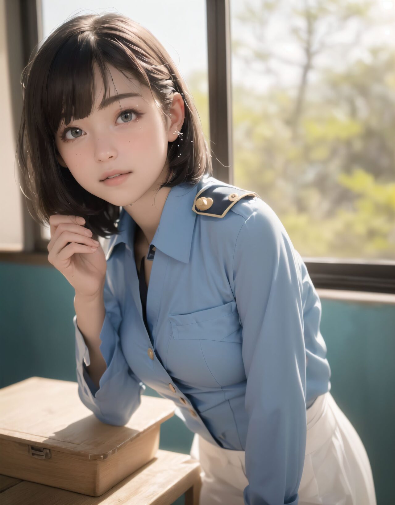 Her name is RUNA.
(Her face is the cutest of all Japanese idols:1.6),
She has a natural, bewitching charm.
She has a look that is particularly popular with young male fans.
She has a child-like figure and is plump.
Her skin is beautiful, smooth and firm.
Her body is full and she has large breasts and buttocks.
She often wears see-through clothes, and you can always see part of her underwear through the see-through material.
Her clothes are loose-fitting, so they look like they could come off at any moment.
Her expression is innocent, and she looks like she's inviting men to look at her.
She seduces the hearts of the men who look at her.
She is in the middle of taking off her clothes.
She is touching her breasts.
From her appearance, it looks like she is fully prepared for sex.
In fact, in the image, her pussy is soaking wet, and even her inner thighs are wet with droplets.
Her expression shows that she is feeling embarrassed.
This image is a very erotic one that shows off her sexy appeal to the maximum.
If a man were to see it, he would probably ejaculate.

(masterpiece:1.9), (best quality:1.8),(photo-realistic:1.7),real person,
(cute girl:1.2),(kawaii, japanese idol face:1.6),(12 years old young girl:1.3),
Beautiful skin, clear skin, fresh young skin, 


Innocent pure and charming 16-year-old girl,
Innocent, youthful expression, gentle smile, shy demeanour,

Embarrassed Idol smile,

dark deep Blue green eyes, shining with purity,
stylish short cut, delicate flow of hair,



*
((

(masterpiece, best quality, ultra-detailed, photo-realistic, soft lighting, cinematic atmosphere:1.4),
(A 16-year-old beautiful Japanese schoolgirl, short black hair with blunt bangs, soft shy smile, expressive eyes full of warmth and hesitation, school uniform neatly worn with blazer removed and folded on desk, long eyelashes, gentle natural blush, delicate fingers holding chopsticks),
(sitting by the window in a quiet classroom during lunchtime, wooden desk with an open bento box, simple but carefully packed lunch with rice and vegetables, warm sunlight filtering through the classroom window, soft shadows cast on the tatami-colored floor, mountain greenery and blue sky visible through the glass, leaves swaying in gentle wind, tranquil rural school scenery),
(the girl turns slightly toward the viewer, surprised yet accepting expression, soft eye contact, subtle emotional connection, cheeks faintly pink from the moment, light reflecting in her eyes, capturing a warm yet hesitant interaction),
(wide-angle cinematic shot from a slightly elevated angle, soft depth of field, gentle ambient occlusion, focus on the emotion between two people, framed as a serene memory from youth, beautiful harmony between character and background),

(vibrant colors, ultra-high resolution, lifelike skin texture, soft fabric folds in uniform, atmospheric lighting with warm tones, pastel background palette, professional lens quality, shallow depth of field:1.3)




):1.2),
*