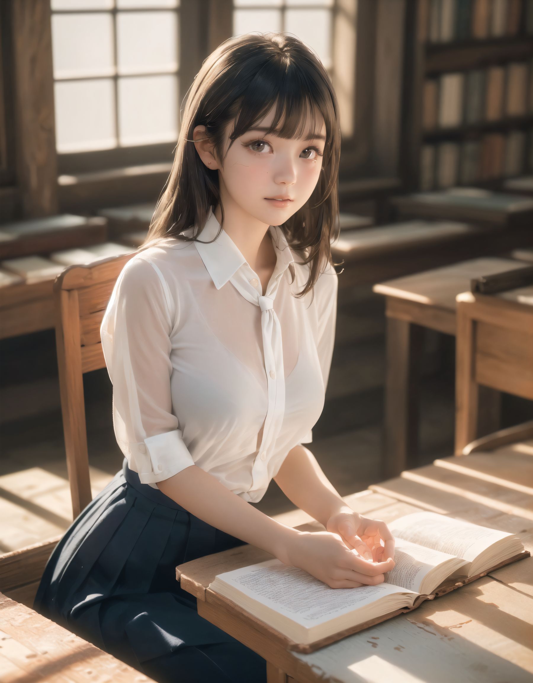Her name is RUNA.
(Her face is the cutest of all Japanese idols:1.6),
She has a natural, bewitching charm.
She has a look that is particularly popular with young male fans.
She has a child-like figure and is plump.
Her skin is beautiful, smooth and firm.
Her body is full and she has large breasts and buttocks.
She often wears see-through clothes, and you can always see part of her underwear through the see-through material.
Her clothes are loose-fitting, so they look like they could come off at any moment.
Her expression is innocent, and she looks like she's inviting men to look at her.
She seduces the hearts of the men who look at her.
She is in the middle of taking off her clothes.
She is touching her breasts.
From her appearance, it looks like she is fully prepared for sex.
In fact, in the image, her pussy is soaking wet, and even her inner thighs are wet with droplets.
Her expression shows that she is feeling embarrassed.
This image is a very erotic one that shows off her sexy appeal to the maximum.
If a man were to see it, he would probably ejaculate.

(masterpiece:1.9), (best quality:1.8),(photo-realistic:1.7),real person,
(cute girl:1.2),(kawaii, japanese idol face:1.6),(12 years old young girl:1.3),
Beautiful skin, clear skin, fresh young skin, 


Innocent pure and charming 16-year-old girl,
Innocent, youthful expression, gentle smile, shy demeanour,

Embarrassed Idol smile,

dark deep Blue green eyes, shining with purity,
stylish short cut, delicate flow of hair,



*
((

(masterpiece, ultra-detailed, best quality, cinematic light, photo-realistic:1.5),
(A 16-year-old beautiful Japanese schoolgirl, short black hair with soft bangs, delicate facial features, deep brown eyes reflecting sunlight, slight blush on cheeks, calm and shy expression, gently holding an old hardcover book in her hands, classic school uniform neatly worn with ribbon tie, sitting with poise),

(seated by the window in (an old-fashioned wooden school library:1.5), aged wooden floor and bookshelves filled with worn volumes, afternoon sunlight pouring through large paned windows, rays of golden light softly illuminating her profile, dust particles floating in the warm light, deep shadows behind the bookshelves, tranquil and timeless atmosphere),

(RUNA is seated sideways at a wooden table, leaning slightly forward as she turns a page, her silhouette rim-lit by the golden hour sun, a second student partially visible in the opposite seat glancing at her while pretending to read, subtle tension in their distance, a soft shared moment of quiet affection),
(focus on emotional silence and mutual presence, slow, poetic scene composition, shallow depth of field highlighting her serene expression and delicate fingers on the page, soft glow surrounding her figure like an aura of calm curiosity),

(wide cinematic framing, natural lighting, atmospheric perspective, ultra high-resolution, intricate costume details, realistic textures in the wooden surroundings and paper pages, emotional color grading with warm oranges and browns, high-clarity professional lens effect),
(vivid yet gentle color balance, expertly tuned ambient occlusion, full-frame storytelling image)





):1.2),
*