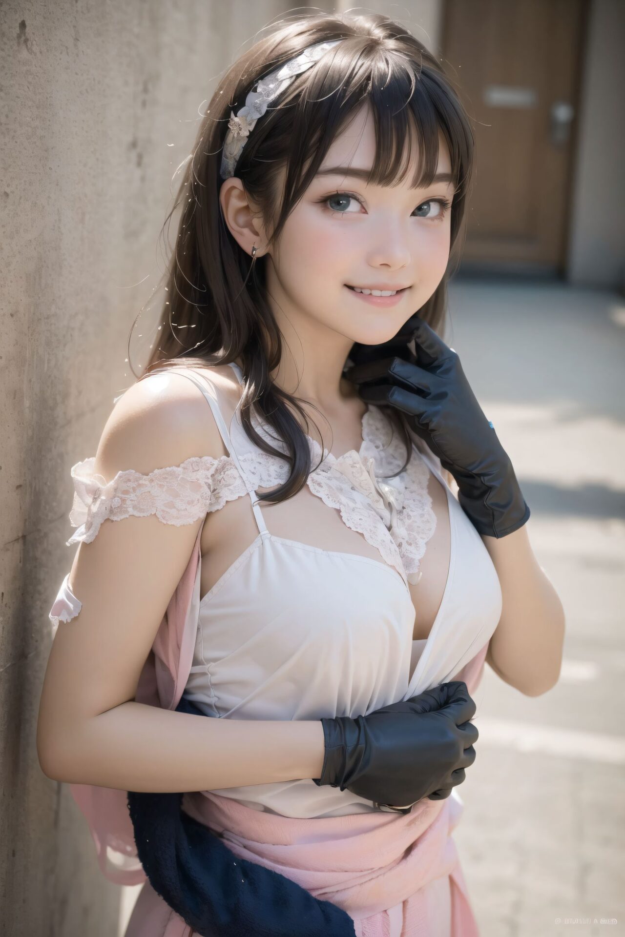 ?RUNA?

(masterpiece:1.3), (best quality:1.3),(photo-realistic:1.5),real person,
(cute girl:1.2),kawaii,idol face,(12 years old young girl:1.3),

BLAKE

Innocent pure and charming 16-year-old girl, 
Innocent, youthful expression, gentle smile, shy demeanour,

Embarrassed Idol smile,

dark deep Blue green eyes, shining with purity,
stylish short cut, delicate flow of hair, 

*
((
lace capeA regal teaseher cape left her shoulders and neckline exposed beneath its weave,, 
semi-sheer silk scarf wrapped around her chest, the thin silk naturally see-through,, 
(Lace bralette) peeking out from under a partially open blouse,, 
?This isn?t how I imagined showing you?? Her cheeks puff slightly in frustration. She clasps her shirt closed with both hands. Her eyes carry a tinge of regret.,, 
Mop leaning in a corner next to a discarded towel,, 


**shoulderless evening wear** with metallic finish (adjusting her glove with a sigh),, 

):1.8),
*

Facing the camera, making eye contact, embodying childlike wonder, 

Soft, natural posture, youthful, graceful shot, 

flirtatious eyes expression,, an ideal blend of innocence and enchantment, 
Embodies the popular kawaii girl,
Elements of Lolita fashion, fresh and pure poses, exuding natural charm, 


The low angle emphasises her kawaii and highlights the fine textures of her hair and clothes, 
Natural light casts soft shadows and highlights the contours of her youthful face, 


Bringing her into sharp focus,
High resolution, detailed graphics, 
vivid colors, professional quality,


Ultra-high resolution, capturing every detail from individual strands of hair to the intricate fabrics of her costume,
Professional-grade clarity and contrast bring the vibrant colours to life,


(EasyNegativeV2:-1.5), (worst quality, low quality:-1.2),
(moles:-1.1),(spot on the skin:-1.2),(freckles:-1.3)
(bad-hands-5:-1.2), (negative_hand-neg:-1.1), 

BLAKE

beautiful detailed eyes,
(baby face:1.4),
(smile:1.4),blush,(soft and smooth skin:1.2),(oily skin:1.2),
(medium breasts:1.2),

(bangs cut, beautiful hair:1.6),braids,Headband Alice band,

concept art,
texture,Exquisite and beautiful backgrounds,
absolutely resolution, ultra detaile,intricate,
(8k:1.3),CG, unity , 2k wallpaper,absurdres,