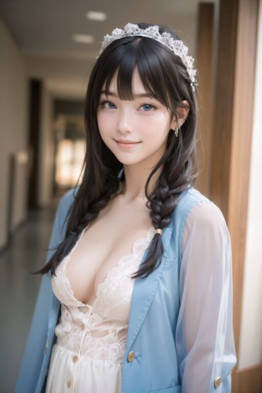 ?RUNA?
(masterpiece:1.3), (best quality:1.3),(photo-realistic:1.5),real person,
(cute girl:1.2),kawaii,idol face,(12 years old young girl:1.3),
BLAKE
Innocent pure and charming 16-year-old girl,
Innocent, youthful expression, gentle smile, shy demeanour,
Embarrassed Idol smile,
dark deep Blue green eyes, shining with purity,
stylish short cut, delicate flow of hair,
*
((
lace tunicA fine web of lace clung loosely to herrevealing more than it concealed,,
wet see-through raincoat, clear plastic clinging to moist skin,,
Bra shifted off-center, one side rising slightly above her nipple,,
?I feel like I?ll melt if this keeps going?? She raises her shoulders slightly. Her hands fidget with her buttons. Her skin flushes all the way to her neck.,,
Faint flush heard from beyond a half-closed stall,,
**cropped formal blazer** with high-waisted slacks and heels (striding confidently in a hallway),,
):1.8),
*
Facing the camera, making eye contact, embodying childlike wonder,
Soft, natural posture, youthful, graceful shot,
flirtatious eyes expression,, an ideal blend of innocence and enchantment,
Embodies the popular kawaii girl,
Elements of Lolita fashion, fresh and pure poses, exuding natural charm,
The low angle emphasises her kawaii and highlights the fine textures of her hair and clothes,
Natural light casts soft shadows and highlights the contours of her youthful face,
Bringing her into sharp focus,
High resolution, detailed graphics,
vivid colors, professional quality,
Ultra-high resolution, capturing every detail from individual strands of hair to the intricate fabrics of her costume,
Professional-grade clarity and contrast bring the vibrant colours to life,
(EasyNegativeV2:-1.5), (worst quality, low quality:-1.2),
(moles:-1.1),(spot on the skin:-1.2),(freckles:-1.3)
(bad-hands-5:-1.2), (negative_hand-neg:-1.1),
BLAKE
beautiful detailed eyes,
(baby face:1.4),
(smile:1.4),blush,(soft and smooth skin:1.2),(oily skin:1.2),
(medium breasts:1.2),
(bangs cut, beautiful hair:1.6),braids,Headband Alice band,
concept art,
texture,Exquisite and beautiful backgrounds,
absolutely resolution, ultra detaile,intricate,
(8k:1.3),CG, unity , 2k wallpaper,absurdres,