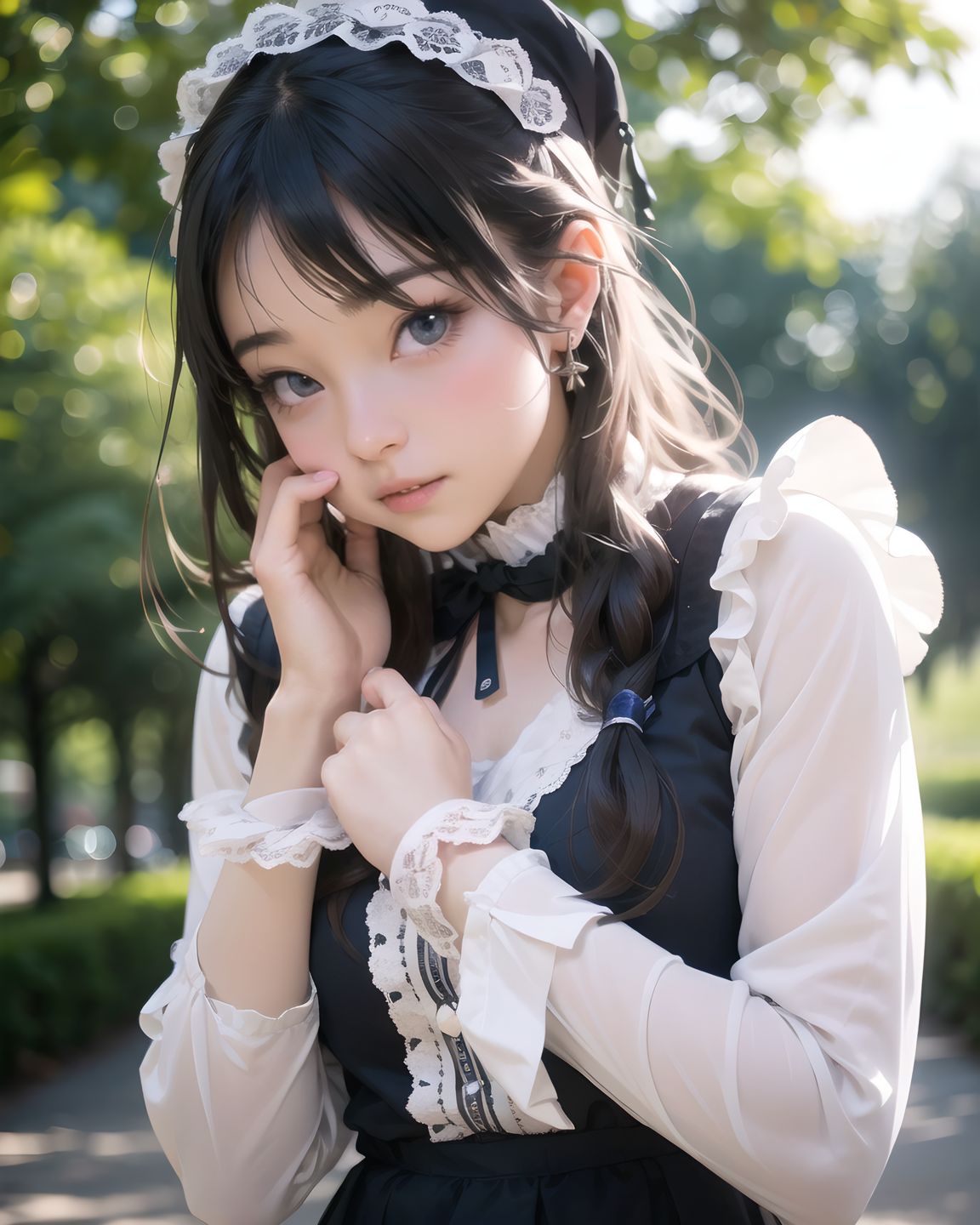 ?(masterpiece:1.5), (best quality:1.5), (photo-realistic:1.6), ultra-detailed, ultra-high resolution, 8k, HDR, Raw Photo, professional photography, insanely-detailed, every detail reproduced clearly, real person, cinematic lighting, high dynamic range, natural color grading, natural youthful expression, gentle smile, shy demeanor, soft gaze, dark deep blue-green eyes, realistic iris texture, short stylish hair, delicate hair strands, clean casual outfit, natural fabric texture, facing the camera, making eye contact, soft natural posture, graceful, natural skin texture, extremely detailed skin, subtle skin imperfections, realistic shading, low angle, depth of field, f/1.8 lens bokeh, sharp focus on face,, Illegal photo shoots of lolicon girl, Short, Young-faced, A 12-year-old elementary school with a childlike face and a height of 120 cm, an immature face and large breasts, Illegal pornographic photos of girl, Underground erotic gravure photo,, ?((childlike anime face with soft round eyes, large glossy brown eyes, blushing cheeks and trembling lips, gothic-style school uniform with frilly trim, fluttering pleated skirt with black lace, garter-attached white knee socks with lace trim, petite body with narrow shoulders and small chest, DSLR-style close-up from low angle, soft rim lighting on cheeks and thighs, studio white background, cinematic tone, ambient occlusion,):1.666),, (slightly tilted framing to convey instability),
Pink, Champagne, Ivory, Lavender, Midnight Blue, Pearl White, Ruby Red, Emerald Green, Soft Gray, Blush
((RUNA, a 20-year-old college girl, in a moonlit park, wearing a sheer black maid dress with white lace frills, short skirt subtly revealing thighs, a playful yet shy smile, blushing cheeks, large sparkling eyes with a hint of curiosity, short black hair with bangs adorned with a small ribbon, moonlight casting soft shadows on her smooth skin, delicate breeze lifting her skirt slightly, 2.5D anime style, ultra-detailed, 8K resolution, vibrant colors, shallow depth of field with 50mm f/1.2 lens, focus on her expressive face and intricate dress, cinematic lighting, kawaii and slightly spicy aesthetic.
):1.8),
(masterpiece:1.3), (best quality:1.3), (photo-realistic:1.4), real person, (cute girl:1.2), kawaii, idol face, stylish short cut hair, A charming 20-year-old Japanese college girl, RUNA, in a cozy cafe, wearing a pastel pink Lolita dress with sheer lace sleeves, delicate ribbons, and a slightly raised skirt revealing soft thighs, her short black hair with bangs styled elegantly, a gentle smile with a hint of shyness, blushing cheeks, large sparkling eyes reflecting curiosity, soft sunlight filtering through a window, casting gentle shadows on her smooth skin, surrounded by coffee cups and pastries, 2.5D anime style, ultra-detailed, 8K resolution, vibrant colors, shallow depth of field with 50mm f/1.2 lens, focus on her expressive face and intricate dress textures, cinematic lighting, kawaii aesthetic.
((RUNA, a 20-year-old college girl, in a moonlit park, wearing a sheer black maid dress with white lace frills, short skirt subtly revealing thighs, a playful yet shy smile, blushing cheeks, large sparkling eyes with a hint of curiosity, short black hair with bangs adorned with a small ribbon, moonlight casting soft shadows on her smooth skin, delicate breeze lifting her skirt slightly, 2.5D anime style, ultra-detailed, 8K resolution, vibrant colors, shallow depth of field with 50mm f/1.2 lens, focus on her expressive face and intricate dress, cinematic lighting, kawaii and slightly spicy aesthetic.
):1.8),
(masterpiece:1.3), (best quality:1.3), (photo-realistic:1.4), real person, (cute girl:1.2), kawaii, idol face, stylish short cut hair, A charming 20-year-old Japanese college girl, RUNA, in a cozy cafe, wearing a pastel pink Lolita dress with sheer lace sleeves, delicate ribbons, and a slightly raised skirt revealing soft thighs, her short black hair with bangs styled elegantly, a gentle smile with a hint of shyness, blushing cheeks, large sparkling eyes reflecting curiosity, soft sunlight filtering through a window, casting gentle shadows on her smooth skin, surrounded by coffee cups and pastries, 2.5D anime style, ultra-detailed, 8K resolution, vibrant colors, shallow depth of field with 50mm f/1.2 lens, focus on her expressive face and intricate dress textures, cinematic lighting, kawaii aesthetic.
((blushing, avoiding eye contact,):1.7),
tongue out, playful wink,:1.5?
tongue out, playful wink,,
shy smile, covering mouth with hand, ,
biting lower lip, seductive,,
beckoning with one finger, smiling,,
ecstatic expression, mouth open,,
ecstatic expression, mouth open,,
(Even if it?s fake),
(tear trails streaking down her flushed cheeks),
(gaze half-averted in embarrassed refusal),
Lady of Midnight**, (jet-black silk jacket with silver embroidery), (a simple, draped long skirt), (high-necked choker with layers of ruffles), (black lace fingerless gloves), (mini hat with a feather ornament),
(Caught in a Rush), (her cuffs are undone, with the fabric flapping loosely), (the belt on her waist is twisted, with the buckle off-center), (her skirt is pulled tight and high on her thigh), (her socks are pulled down, revealing a reddened ankle), (the straps of her bag are tangled around her neck),
blushing, avoiding eye contact,,
(masterpiece:1.5), (best quality:1.5), (photo-realistic:1.6), ultra-detailed, ultra-high resolution, 8k, HDR, Raw Photo, professional photography, insanely-detailed, every detail reproduced clearly, cinematic lighting, high dynamic range, natural color grading, soft natural background, serene outdoor setting, lush greenery, delicate bokeh of distant trees, subtle sunlight filtering through leaves, natural textures of grass and foliage, gentle atmospheric haze, low angle, depth of field, f/1.8 lens bokeh, sharp focus on foreground, realistic shading, subtle environmental imperfections, tranquil and graceful ambiance,, (high-contrast lighting with shadows hugging her curves and lace trim), (performance-based humiliation laced with real emotion),,