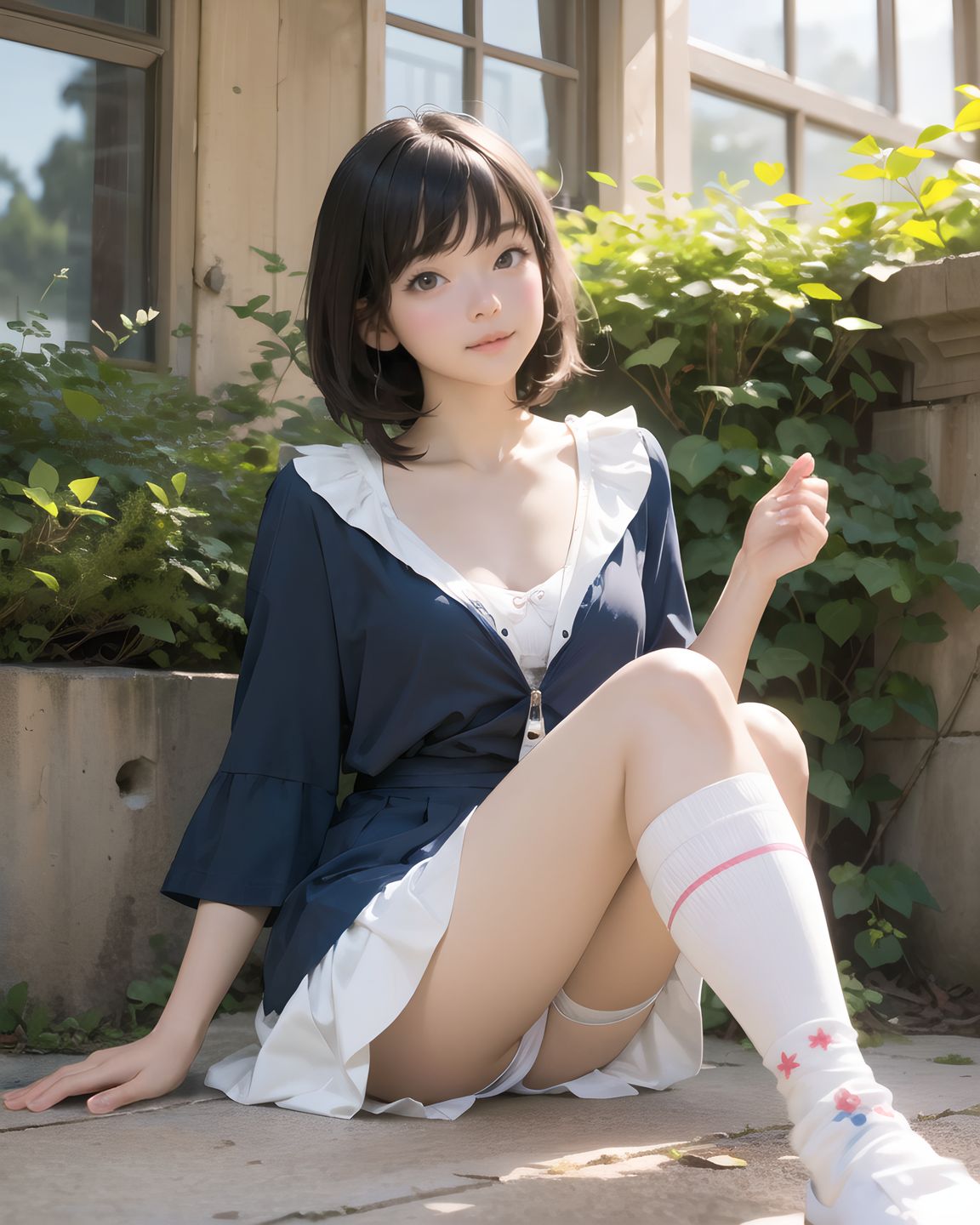 (masterpiece:1.3), (best quality:1.3), (photo-realistic:1.4), real person, (cute girl:1.2), kawaii, idol face, stylish short cut hair, A charming 20-year-old Japanese college girl, RUNA, in a cozy cafe, wearing a pastel pink Lolita dress with sheer lace sleeves, delicate ribbons, and a slightly raised skirt revealing soft thighs, her short black hair with bangs styled elegantly, a gentle smile with a hint of shyness, blushing cheeks, large sparkling eyes reflecting curiosity, soft sunlight filtering through a window, casting gentle shadows on her smooth skin, surrounded by coffee cups and pastries, 2.5D anime style, ultra-detailed, 8K resolution, vibrant colors, shallow depth of field with 50mm f/1.2 lens, focus on her expressive face and intricate dress textures, cinematic lighting, kawaii aesthetic.
((knees drawn up to chest, socks rolled, face turned away, ):1.8),
((panty strap visible under twisted skirt, embarrassed, ):1.4),
(zipper halfway undone, breasts slightly exposed, :1.5)?
gasping expression, eyes wide, ,
tongue out, playful wink,,
(masterpiece:1.5), (best quality:1.5), (photo-realistic:1.6), ultra-detailed, ultra-high resolution, 8k, HDR, Raw Photo, professional photography, insanely-detailed, every detail reproduced clearly, cinematic lighting, high dynamic range, natural color grading, soft natural background, serene outdoor setting, lush greenery, delicate bokeh of distant trees, subtle sunlight filtering through leaves, natural textures of grass and foliage, gentle atmospheric haze, low angle, depth of field, f/1.8 lens bokeh, sharp focus on foreground, realistic shading, subtle environmental imperfections, tranquil and graceful ambiance,, (diffused glow surrounding her with uncomfortable intimacy), (feigned innocence crumbling under observation),,