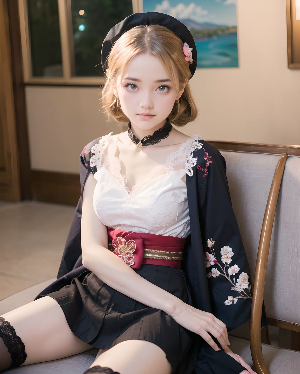 ?Beautiful detailed background?
((Twilight table mountain with cable car views glowing city below, ocean vast shimmering, winds strong from peaks, distant lights twinkling, fresh air with fynbos scents,):1.6),
?Beautiful costumes that flatter the girl?
((Crimson red kimono-style dress with gold cherry blossom embroidery, paired with a wide black obi belt,):1.9),
?A pose that radiates her inner charm?
((Sitting on a chair, knees together, inner thighs hidden softly,)),
(elegant lolita fashion dress:1.6), (delicate lace blouse:1.4), (floral pastel skirt:1.4), (frilly pastel outfit:1.5),
?????????
innocent charm, cute pose, girlish elegance, pastel tones, soft frills,
((?
A 10-year-old magical girl. She has an innocent face like a child, and exudes charm and a mysterious atmosphere. Her pastel pink hair is tied up in a ponytail and gently sways. She is wearing a pure white blouse with elaborate lace decorations on the collar and cuffs, and a soft pink pleated skirt with delicate floral embroidery at the hem.
The witch's hat, with its large dark blue exterior, has a wide brim and a bold design with elegant floral embroidery and a ribbon, and the interior is beautifully colored pink.
On her shoulders is an elegant short cape in deep blue with intricate gold embroidery.
In her small hands she holds a minimalist magic wand that emits a faint sparkle of crystals from its tip. Her white stockings, edged with delicate lace, and her black shoes with their small bows are adorable.
Her expression is full of radiance, a mixture of charming gentleness and childlike joy. Her eyes are full of curiosity and wonder. She stands in an environment bathed in soft light, surrounded by a magical atmosphere with a faint shimmer. It is both enchanting and peaceful.
):1.3),
oval delicate face, defined jawline, almond-shaped blue-gray eyes, light brown wavy hair, high nose bridge, shy gentle smile,
long oval face, sharp jawline, slightly serious look, almond green-gray eyes, braided chestnut hair with ribbons, dignified aura,
soft oval Slavic face, large watery blue-gray eyes, light brown slightly curly hair, slender nose, calm and innocent expression,
delicate oval face, subtle blush, piercing blue eyes, chestnut brown hair in natural waves, graceful shy smile,
refined face with high cheekbones, almond-shaped gray-blue eyes, dark blonde wavy hair, subtle elegant smile,
Firm large breasts with lifted shape, Slim waist with toned abdomen, Long slender legs with graceful lines, Voluptuous glamorous figure with adult allure,
((Large soft breasts with natural bounce, Slightly narrow waist with a clear curve, Thighs moderately fleshy with slender calves, Delicate youthful body emphasizing innocence, Cute charm with chest standing out,)),
(masterpiece:1.5),(best quality:1.5),(super quality:1.5),(ultra detailed:1.5),(extremely detailed skin:1.5),high-resolution,Raw Photo,4k,8k,
childy face, (17yo:1.5),
close-up shot, Low angles, taken to show her in the lead role,
turn to look at us and make eye contact with us,
A captivating look,
Photogenic,
Attractive appearance,
Innocence,
Flirtatious expression,
Lolita taste,
Pure and innocent girl,
Fresh pose,
bright midday light with clear shadows