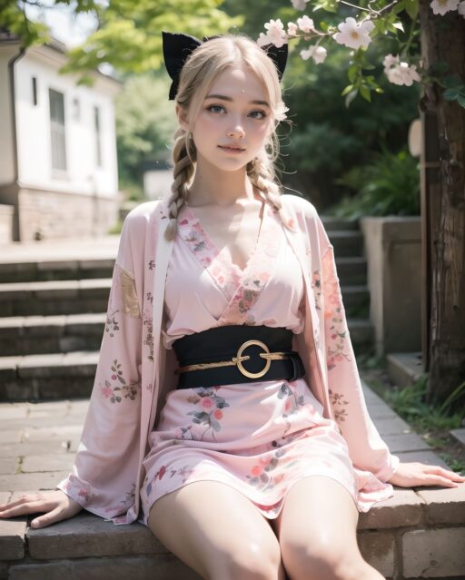 ?Beautiful detailed background?
((Midnight fortified gates with barriers under stars, silence vast on ramparts, winds cool through battlements, distant villages twinkling, crisp air with highland chill,):1.6), 

?Beautiful costumes that flatter the girl?
((Crimson red kimono-style dress with gold cherry blossom embroidery, paired with a wide black obi belt,):1.9), 

?A pose that radiates her inner charm?
((Sitting cross-legged wide, lace visible at thigh line,)), 

(elegant lolita fashion dress:1.6), (delicate lace blouse:1.4), (floral pastel skirt:1.4), (frilly pastel outfit:1.5), 

?????????
innocent charm, cute pose, girlish elegance, pastel tones, soft frills,
((?
A 10-year-old magical girl. She has an innocent face like a child, and exudes charm and a mysterious atmosphere. Her pastel pink hair is tied up in a ponytail and gently sways. She is wearing a pure white blouse with elaborate lace decorations on the collar and cuffs, and a soft pink pleated skirt with delicate floral embroidery at the hem.
The witch's hat, with its large dark blue exterior, has a wide brim and a bold design with elegant floral embroidery and a ribbon, and the interior is beautifully colored pink.
On her shoulders is an elegant short cape in deep blue with intricate gold embroidery.
In her small hands she holds a minimalist magic wand that emits a faint sparkle of crystals from its tip. Her white stockings, edged with delicate lace, and her black shoes with their small bows are adorable.
Her expression is full of radiance, a mixture of charming gentleness and childlike joy. Her eyes are full of curiosity and wonder. She stands in an environment bathed in soft light, surrounded by a magical atmosphere with a faint shimmer. It is both enchanting and peaceful. 
):1.3),

oval delicate face, defined jawline, almond-shaped blue-gray eyes, light brown wavy hair, high nose bridge, shy gentle smile,
long oval face, sharp jawline, slightly serious look, almond green-gray eyes, braided chestnut hair with ribbons, dignified aura,
soft oval Slavic face, large watery blue-gray eyes, light brown slightly curly hair, slender nose, calm and innocent expression,
delicate oval face, subtle blush, piercing blue eyes, chestnut brown hair in natural waves, graceful shy smile,
refined face with high cheekbones, almond-shaped gray-blue eyes, dark blonde wavy hair, subtle elegant smile,

Firm large breasts with lifted shape, Slim waist with toned abdomen, Long slender legs with graceful lines, Voluptuous glamorous figure with adult allure,


((Large soft breasts with natural bounce, Slightly narrow waist with a clear curve, Thighs moderately fleshy with slender calves, Delicate youthful body emphasizing innocence, Cute charm with chest standing out,)),

(masterpiece:1.5),(best quality:1.5),(super quality:1.5),(ultra detailed:1.5),(extremely detailed skin:1.5),high-resolution,Raw Photo,4k,8k,
childy face, (17yo:1.5),



close-up shot, Low angles, taken to show her in the lead role,
turn to look at us and make eye contact with us,
A captivating look,
Photogenic,
Attractive appearance,
Innocence,
Flirtatious expression,
Lolita taste,
Pure and innocent girl,
Fresh pose,



bright midday light with clear shadows