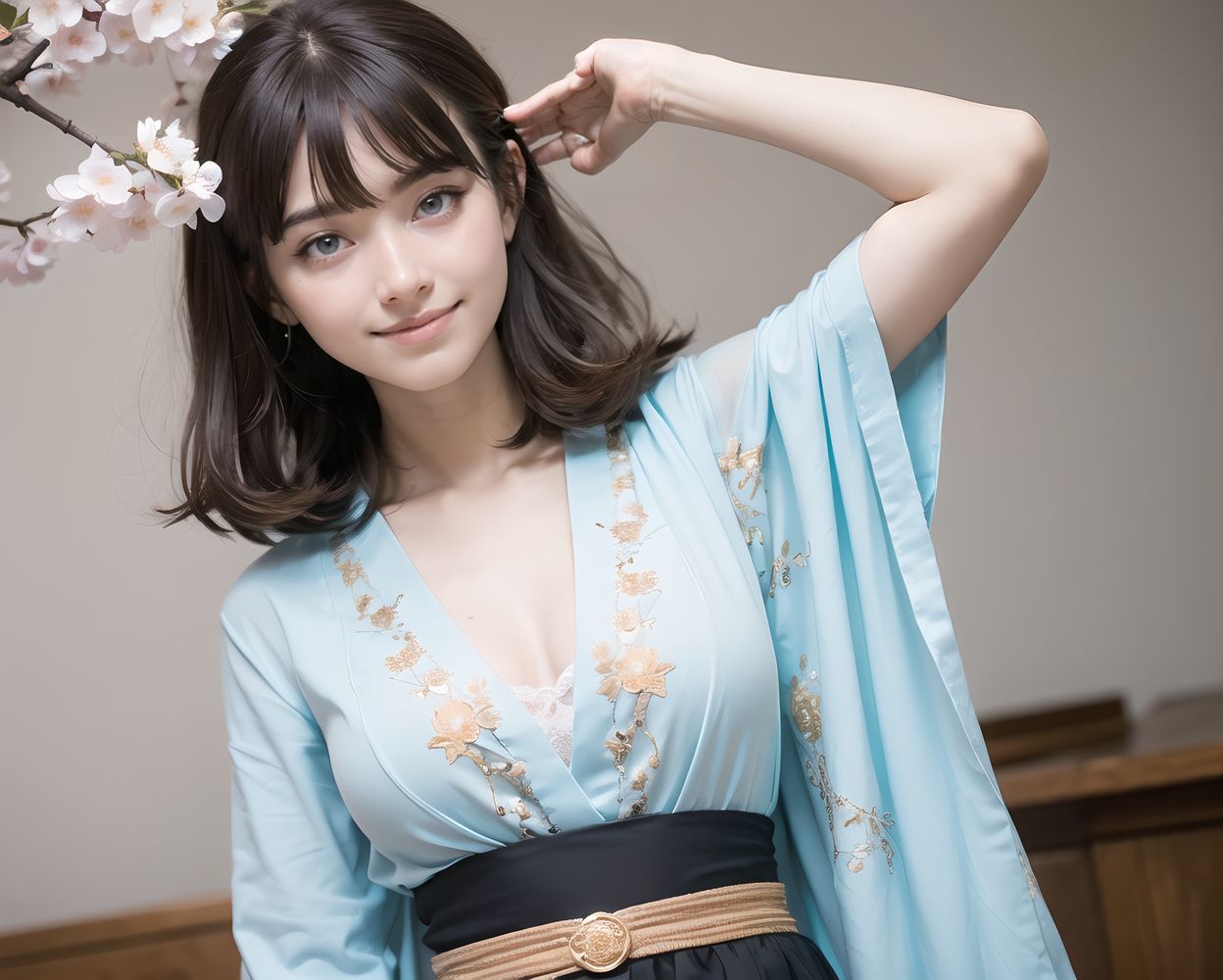 ?Beautiful detailed background?
((Dawn hypogeum with tunnels in golden rays, cats prowling shadows, history awakening in stone, birds nesting in crevices, fresh air with morning dew,):1.6),
?Beautiful costumes that flatter the girl?
((Crimson red kimono-style dress with gold cherry blossom embroidery, paired with a wide black obi belt,):1.9),
?A pose that radiates her inner charm?
((Leaning against desk, skirt lifted, underwear showing between thighs,)),
(elegant lolita fashion dress:1.6), (delicate lace blouse:1.4), (floral pastel skirt:1.4), (frilly pastel outfit:1.5),
?RUNA?
innocent charm, cute pose, girlish elegance, pastel tones, soft frills,
((
(masterpiece:1.3), (best quality:1.3),(photo-realistic:1.5),real person,
(cute girl:1.2),kawaii,idol face,(12 years old young girl:1.3),
Innocent pure and charming 16-year-old girl,
Innocent, youthful expression, gentle smile, shy demeanour,
Embarrassed Idol smile,
dark deep Blue green eyes, shining with purity,
stylish short cut, delicate flow of hair,
Facing the camera, making eye contact, embodying childlike wonder,
Soft, natural posture, youthful, graceful shot,
flirtatious eyes expression,, an ideal blend of innocence and enchantment,
Embodies the popular kawaii girl,
Elements of Lolita fashion, fresh and pure poses, exuding natural charm,
The low angle emphasises her kawaii and highlights the fine textures of her hair and clothes,
Natural light casts soft shadows and highlights the contours of her youthful face,
Bringing her into sharp focus,
High resolution, detailed graphics,
vivid colors, professional quality,
Ultra-high resolution, capturing every detail from individual strands of hair to the intricate fabrics of her costume,
Professional-grade clarity and contrast bring the vibrant colours to life,
beautiful detailed eyes,
(baby face:1.4),
(smile:1.4),blush,(soft and smooth skin:1.2),(oily skin:1.2),
(medium breasts:1.2),
(bangs cut, beautiful hair:1.6),braids,Headband Alice band,
concept art,
texture,Exquisite and beautiful backgrounds,
absolutely resolution, ultra detaile,intricate,
(8k:1.3),CG, unity , 2k wallpaper,absurdres,
):1.3),
oval delicate face, defined jawline, almond-shaped blue-gray eyes, light brown wavy hair, high nose bridge, shy gentle smile,
long oval face, sharp jawline, slightly serious look, almond green-gray eyes, braided chestnut hair with ribbons, dignified aura,
soft oval Slavic face, large watery blue-gray eyes, light brown slightly curly hair, slender nose, calm and innocent expression,
delicate oval face, subtle blush, piercing blue eyes, chestnut brown hair in natural waves, graceful shy smile,
refined face with high cheekbones, almond-shaped gray-blue eyes, dark blonde wavy hair, subtle elegant smile,
Firm large breasts with lifted shape, Slim waist with toned abdomen, Long slender legs with graceful lines, Voluptuous glamorous figure with adult allure,
((Large soft breasts with natural bounce, Slightly narrow waist with a clear curve, Thighs moderately fleshy with slender calves, Delicate youthful body emphasizing innocence, Cute charm with chest standing out,)),
(masterpiece:1.5),(best quality:1.5),(super quality:1.5),(ultra detailed:1.5),(extremely detailed skin:1.5),high-resolution,Raw Photo,4k,8k,
childy face, (17yo:1.5),
close-up shot, Low angles, taken to show her in the lead role,
turn to look at us and make eye contact with us,
A captivating look,
Photogenic,
Attractive appearance,
Innocence,
Flirtatious expression,
Lolita taste,
Pure and innocent girl,
Fresh pose,
bright midday light with clear shadows