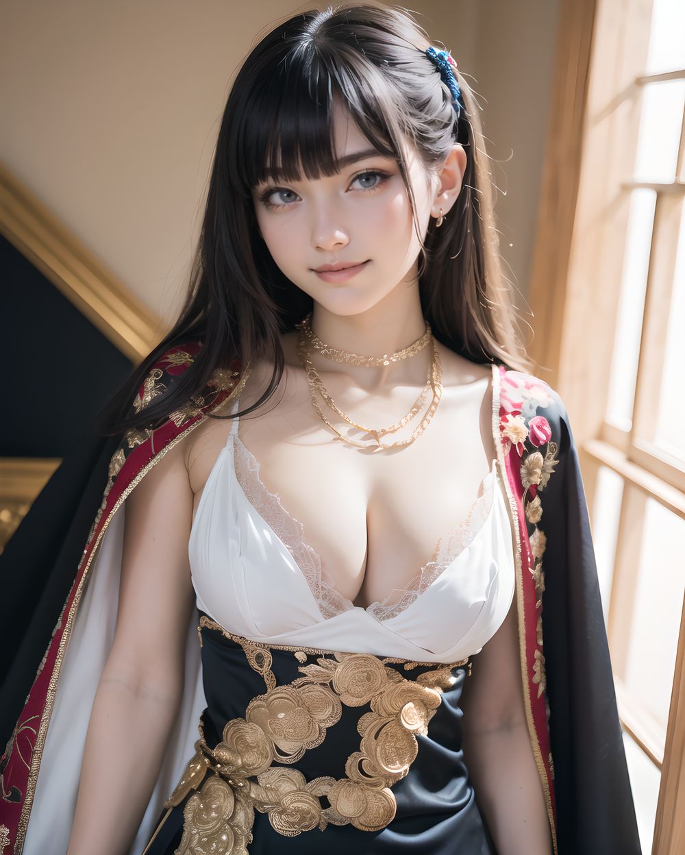 ?Beautiful detailed background?
((Australia Cultural Tapestry Backgrounds, ,):1.6),
?Beautiful costumes that flatter the girl?
((Black satin magical girl dress with crimson rose embroidery, paired with a sheer cape and gold chain accents,):1.9),
?A pose that radiates her inner charm?
((Lying on back, one knee raised, gap exposing lingerie,)),
(elegant lolita fashion dress:1.6), (delicate lace blouse:1.4), (floral pastel skirt:1.4), (frilly pastel outfit:1.5),
?RUNA?
innocent charm, cute pose, girlish elegance, pastel tones, soft frills,
((
(masterpiece:1.3), (best quality:1.3),(photo-realistic:1.5),real person,
(cute girl:1.2),kawaii,idol face,(12 years old young girl:1.3),
Innocent pure and charming 16-year-old girl,
Innocent, youthful expression, gentle smile, shy demeanour,
Embarrassed Idol smile,
dark deep Blue green eyes, shining with purity,
stylish short cut, delicate flow of hair,
Facing the camera, making eye contact, embodying childlike wonder,
Soft, natural posture, youthful, graceful shot,
flirtatious eyes expression,, an ideal blend of innocence and enchantment,
Embodies the popular kawaii girl,
Elements of Lolita fashion, fresh and pure poses, exuding natural charm,
The low angle emphasises her kawaii and highlights the fine textures of her hair and clothes,
Natural light casts soft shadows and highlights the contours of her youthful face,
Bringing her into sharp focus,
High resolution, detailed graphics,
vivid colors, professional quality,
Ultra-high resolution, capturing every detail from individual strands of hair to the intricate fabrics of her costume,
Professional-grade clarity and contrast bring the vibrant colours to life,
beautiful detailed eyes,
(baby face:1.4),
(smile:1.4),blush,(soft and smooth skin:1.2),(oily skin:1.2),
(medium breasts:1.2),
(bangs cut, beautiful hair:1.6),braids,Headband Alice band,
concept art,
texture,Exquisite and beautiful backgrounds,
absolutely resolution, ultra detaile,intricate,
(8k:1.3),CG, unity , 2k wallpaper,absurdres,
):1.3),
oval delicate face, defined jawline, almond-shaped blue-gray eyes, light brown wavy hair, high nose bridge, shy gentle smile,
long oval face, sharp jawline, slightly serious look, almond green-gray eyes, braided chestnut hair with ribbons, dignified aura,
soft oval Slavic face, large watery blue-gray eyes, light brown slightly curly hair, slender nose, calm and innocent expression,
delicate oval face, subtle blush, piercing blue eyes, chestnut brown hair in natural waves, graceful shy smile,
refined face with high cheekbones, almond-shaped gray-blue eyes, dark blonde wavy hair, subtle elegant smile,
Firm large breasts with lifted shape, Slim waist with toned abdomen, Long slender legs with graceful lines, Voluptuous glamorous figure with adult allure,
((Large soft breasts with natural bounce, Slightly narrow waist with a clear curve, Thighs moderately fleshy with slender calves, Delicate youthful body emphasizing innocence, Cute charm with chest standing out,)),
(masterpiece:1.5),(best quality:1.5),(super quality:1.5),(ultra detailed:1.5),(extremely detailed skin:1.5),high-resolution,Raw Photo,4k,8k,
childy face, (17yo:1.5),
close-up shot, Low angles, taken to show her in the lead role,
turn to look at us and make eye contact with us,
A captivating look,
Photogenic,
Attractive appearance,
Innocence,
Flirtatious expression,
Lolita taste,
Pure and innocent girl,
Fresh pose,
bright midday light with clear shadows