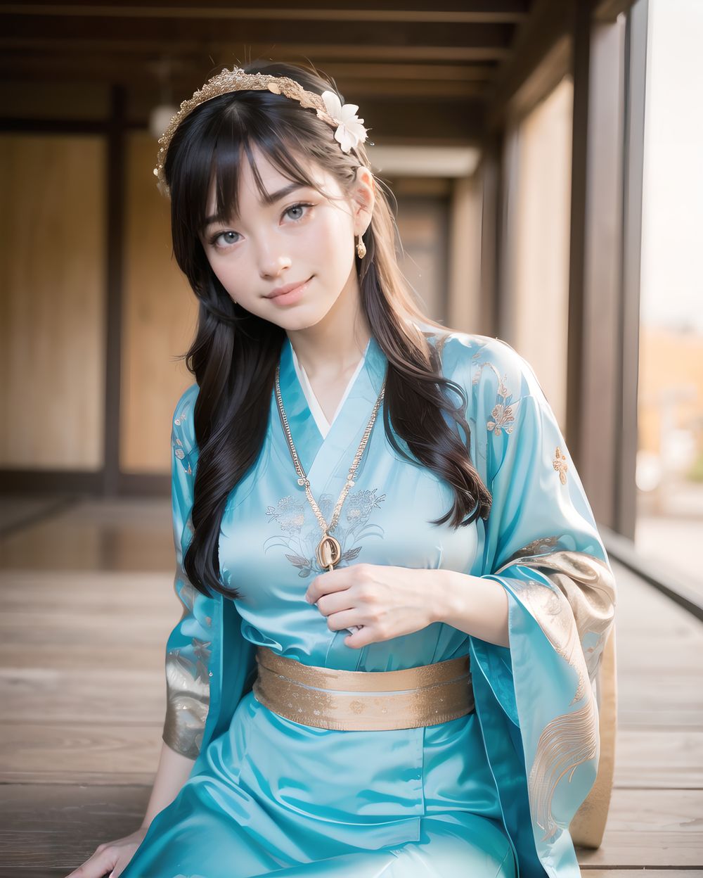 ?Beautiful detailed background?
((Dawn beacon towers with walls in golden light, mists lifting from valleys, birds calling from peaks, steps ascending, fresh air with dewy freshness,):1.6),
?Beautiful costumes that flatter the girl?
((Deep teal silk kimono with silver crane embroidery, tied with a wide gold sash and delicate tassel details,):1.9),
?A pose that radiates her inner charm?
((Sitting on a bench, hands on lap, thighs pressed modestly,)),
(elegant lolita fashion dress:1.6), (delicate lace blouse:1.4), (floral pastel skirt:1.4), (frilly pastel outfit:1.5),
?RUNA?
innocent charm, cute pose, girlish elegance, pastel tones, soft frills,
((
(masterpiece:1.3), (best quality:1.3),(photo-realistic:1.5),real person,
(cute girl:1.2),kawaii,idol face,(12 years old young girl:1.3),
Innocent pure and charming 16-year-old girl,
Innocent, youthful expression, gentle smile, shy demeanour,
Embarrassed Idol smile,
dark deep Blue green eyes, shining with purity,
stylish short cut, delicate flow of hair,
Facing the camera, making eye contact, embodying childlike wonder,
Soft, natural posture, youthful, graceful shot,
flirtatious eyes expression,, an ideal blend of innocence and enchantment,
Embodies the popular kawaii girl,
Elements of Lolita fashion, fresh and pure poses, exuding natural charm,
The low angle emphasises her kawaii and highlights the fine textures of her hair and clothes,
Natural light casts soft shadows and highlights the contours of her youthful face,
Bringing her into sharp focus,
High resolution, detailed graphics,
vivid colors, professional quality,
Ultra-high resolution, capturing every detail from individual strands of hair to the intricate fabrics of her costume,
Professional-grade clarity and contrast bring the vibrant colours to life,
beautiful detailed eyes,
(baby face:1.4),
(smile:1.4),blush,(soft and smooth skin:1.2),(oily skin:1.2),
(medium breasts:1.2),
(bangs cut, beautiful hair:1.6),braids,Headband Alice band,
concept art,
texture,Exquisite and beautiful backgrounds,
absolutely resolution, ultra detaile,intricate,
(8k:1.3),CG, unity , 2k wallpaper,absurdres,
):1.3),
oval delicate face, defined jawline, almond-shaped blue-gray eyes, light brown wavy hair, high nose bridge, shy gentle smile,
long oval face, sharp jawline, slightly serious look, almond green-gray eyes, braided chestnut hair with ribbons, dignified aura,
soft oval Slavic face, large watery blue-gray eyes, light brown slightly curly hair, slender nose, calm and innocent expression,
delicate oval face, subtle blush, piercing blue eyes, chestnut brown hair in natural waves, graceful shy smile,
refined face with high cheekbones, almond-shaped gray-blue eyes, dark blonde wavy hair, subtle elegant smile,
Firm large breasts with lifted shape, Slim waist with toned abdomen, Long slender legs with graceful lines, Voluptuous glamorous figure with adult allure,
((Large soft breasts with natural bounce, Slightly narrow waist with a clear curve, Thighs moderately fleshy with slender calves, Delicate youthful body emphasizing innocence, Cute charm with chest standing out,)),
(masterpiece:1.5),(best quality:1.5),(super quality:1.5),(ultra detailed:1.5),(extremely detailed skin:1.5),high-resolution,Raw Photo,4k,8k,
childy face, (17yo:1.5),
close-up shot, Low angles, taken to show her in the lead role,
turn to look at us and make eye contact with us,
A captivating look,
Photogenic,
Attractive appearance,
Innocence,
Flirtatious expression,
Lolita taste,
Pure and innocent girl,
Fresh pose,
bright midday light with clear shadows