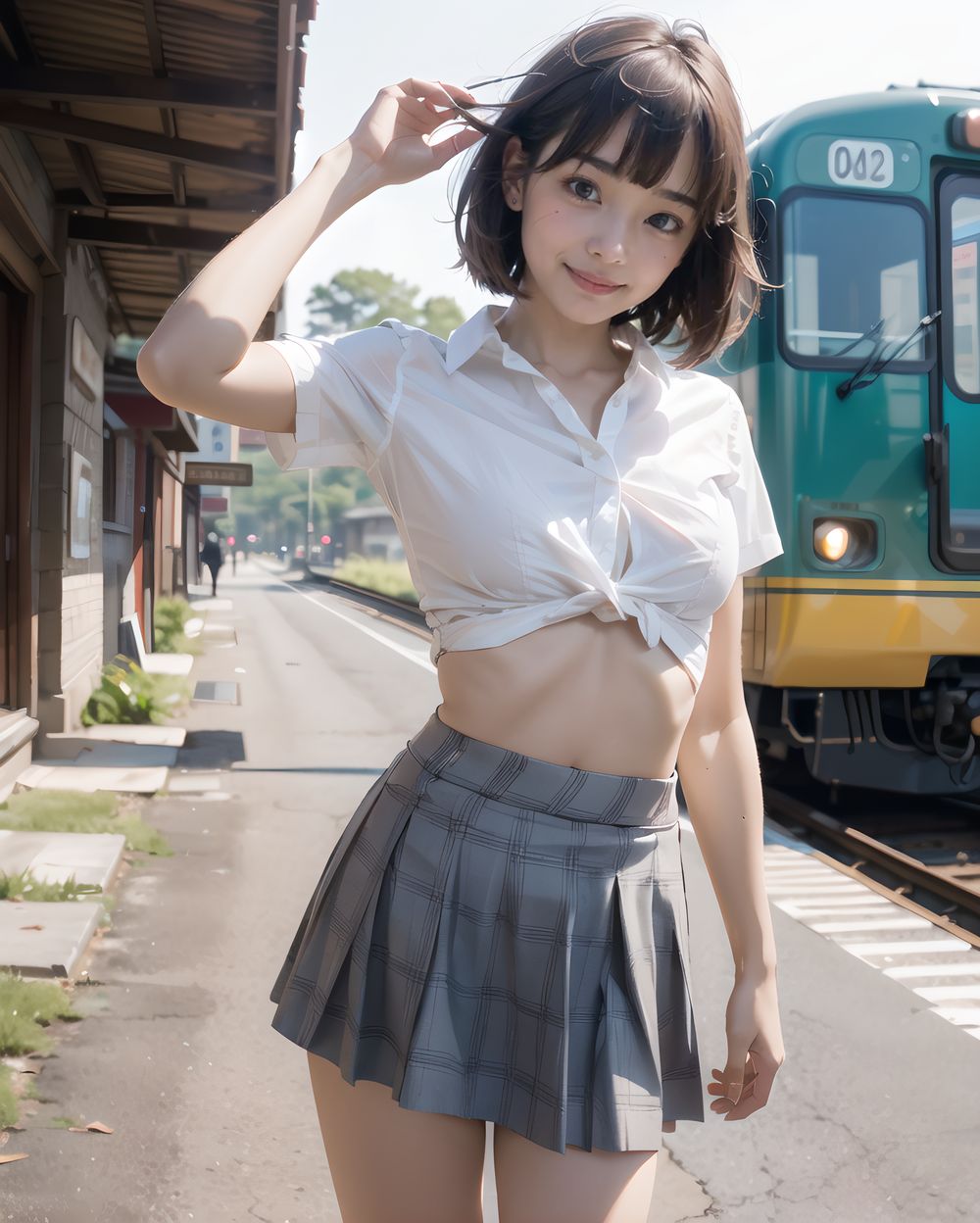 ?RUNA?

**Clothing and Naked Style**
(((White shirt, no bra:2, small  breasts one side popping out and clearly visible , smooth, lustrous, supple skin: 1.7))),

**Hentai and Perverted Elements**
(((((no bra:1.6))))), 
Semi-naked with clothes partially removed, bra askew exposing breasts, panties removed.
Poses include facing forward with closed labia exposed.
A flushed, bashful expression paired with sensual, glamorous poses.


**KAWAII**
(cute KAWAII girl with a perfect style, very detailed facial texture:1.3), (idol face:1.5), fine particles, (kawaii face:1.6), kind eyes,young face, childish,
(blushing smile expression:1.4),looking at me,beautiful skin, intricate details,artistic realism,(deep, dark eye colour),

**loli**
((Illegal photo shoots of lolicon girl, Short, Young-faced, an immature face and Small breasts, Illegal pornographic photos of girl, Underground erotic gravure photo:1.8)), 




(
looking embarrassed,  lifts her skirt to show her panties:1.9)
 and 
(clearly show her labia majora, labia minora, clitoris, and vagina,),

((A girl walks down a sunlit street in her uniform. Her skirt flutters lightly with the breeze. She holds a hand near the hem, almost out of habit. Her expression is calm, maybe even indifferent. Warm light, long shadows, a sense of routine,
undercut,copper hair,ice blue eyes,medium breasts,casual wear,envious,teen,Lying down,three quarter view,drooling):1.5) ,
((Standing on the ground with a skirt lifted, showing panties.):1.9),
Summer uniform, short-sleeve blouse, plaid tie, sun hat,

((A strong gust lifts her skirt completely. She reacts smoothly, pressing it down with one hand while glancing sideways. A bold glimpse of her underwear is visible. No shock on her face?only faint acknowledgment. Composed, practiced elegance in the chaos.
):1.8),

A girl standing still on a station platform, unaware of her surroundings. Her skirt is motionless, but her eyes show a subtle unease. A soft breeze moves her hair gently. Warm ambient light. The moment before something changes.


(Flipping hair back with a skirt accidentally lifting, showing panties:1.8),
shaping panties,lace panties,Moss,
She stands still, clutching the hem of her skirt with trembling fingers. Her face is turned downward, cheeks glowing red. Her legs are drawn together. The air is still, but tension lingers. Medium shot, emotional realism.



(masterpiece, best quality, ultra-detailed, 8k, cinematic lighting, realistic textures),  
Japanese train station background, warm tones,  

Empty countryside train platform bathed in warm afternoon light, no people in sight, yellow local train parked silently in the background, the wooden floor glows softly, a faint wind lifts the girl?s hair, serene and cinematic,  
  


(backlight, golden sunlight, cinematic shadow play, warm glow, photorealistic skin texture, full-body composition)




(frontal view:1.3), (close-up shot:1.2), (she leans forward cautiously:1.1)
Golden hour lighting bathes the destroyed city in warm light, casting dramatic shadows.
Collapsed wooden buildings, broken tile roofs, piles of rubble, and corroded high-rise structures surround her.

Zentangle textures, clear sky with scattered white clouds, a medieval fantasy mood in a ruined urban setting.
(post-apocalyptic:1.2), (medieval-style fantasy:1), (urban decay:1)

Character:
A 15-year-old girl, expressionless, head resting on her hands, cowboy shot.
Black hair with blunt bangs, bob cut, sharp ends (1.3), gray tsurime eyes (1.3), jitome.

She wears a school uniform:
(white collared shirt, tucked-in short sleeves, plain pattern:1), (red narrow ribbon:1.1)
(black and gray plaid pleated miniskirt:1.2), (white socks:1.2), loafers