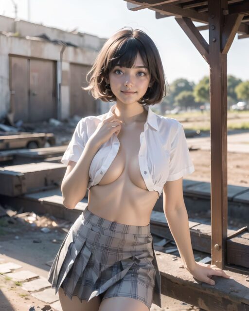 ?RUNA?

**Clothing and Naked Style**
(((White shirt, no bra:2, standard-sized breasts one side popping out and clearly visible , smooth, lustrous, supple skin: 1.7))),

**Hentai and Perverted Elements**
(((((no bra:1.6))))), 
Semi-naked with clothes partially removed, bra askew exposing breasts, panties removed.
Poses include facing forward with closed labia exposed.
A flushed, bashful expression paired with sensual, glamorous poses.


**KAWAII**
(cute KAWAII girl with a perfect style, very detailed facial texture:1.3), (idol face:1.5), fine particles, (kawaii face:1.6), kind eyes,young face, childish,
(blushing smile expression:1.4),looking at me,beautiful skin, intricate details,artistic realism,(deep, dark eye colour),

**loli**
((Illegal photo, Short,Small breasts, Underground erotic gravure photo:1.8)), 




(
ordered to  lifts her skirt to show her panties:1.9)
 and 
(clearly show her labia majora, labia minora, clitoris, and vagina,),

((A girl walks down a sunlit street in her uniform. Her skirt flutters lightly with the breeze. She holds a hand near the hem, almost out of habit. Her expression is calm, maybe even indifferent. Warm light, long shadows, a sense of routine,
undercut,copper hair,ice blue eyes,medium breasts,casual wear,envious,teen,Lying down,three quarter view,drooling):1.5) ,
((Standing on the ground with a skirt lifted, showing panties.):1.9),
Summer uniform, short-sleeve blouse, plaid tie, sun hat,

((A strong gust lifts her skirt completely. She reacts smoothly, pressing it down with one hand while glancing sideways. A bold glimpse of her underwear is visible. No shock on her face?only faint acknowledgment. Composed, practiced elegance in the chaos.
):1.8),

A low-angle side view focused between the girl's legs as her skirt lifts slightly. Her panties are partially visible, and she tries to cover them with one hand. The camera is nearly ground-level, adding tension and intimacy to the scene.


(Flipping hair back with a skirt accidentally lifting, showing panties:1.8),
shaping panties,lace panties,Moss,
Close-up of her face, eyes downcast and smiling softly to herself. Her posture is loose, relaxed. A subtle breeze plays with the hem of her skirt. Lighting is warm and dreamy. The atmosphere holds a quiet longing.



(masterpiece, best quality, ultra-detailed, 8k, cinematic lighting, realistic textures),  
Japanese train station background, warm tones,  

A lone station platform at sunset, sky tinted orange and pink, the girl stands near the edge, golden light wraps around her silhouette, wooden textures glowing softly, tranquil and emotionally charged scene,
  


(backlight, golden sunlight, cinematic shadow play, warm glow, photorealistic skin texture, full-body composition)




(frontal view:1.3), (close-up shot:1.2), (she leans forward cautiously:1.1)
Golden hour lighting bathes the destroyed city in warm light, casting dramatic shadows.
Collapsed wooden buildings, broken tile roofs, piles of rubble, and corroded high-rise structures surround her.

Zentangle textures, clear sky with scattered white clouds, a medieval fantasy mood in a ruined urban setting.
(post-apocalyptic:1.2), (medieval-style fantasy:1), (urban decay:1)

Character:
A 15-year-old girl, expressionless, head resting on her hands, cowboy shot.
Black hair with blunt bangs, bob cut, sharp ends (1.3), gray tsurime eyes (1.3), jitome.

She wears a school uniform:
(white collared shirt, tucked-in short sleeves, plain pattern:1), (red narrow ribbon:1.1)
(black and gray plaid pleated miniskirt:1.2), (white socks:1.2), loafers