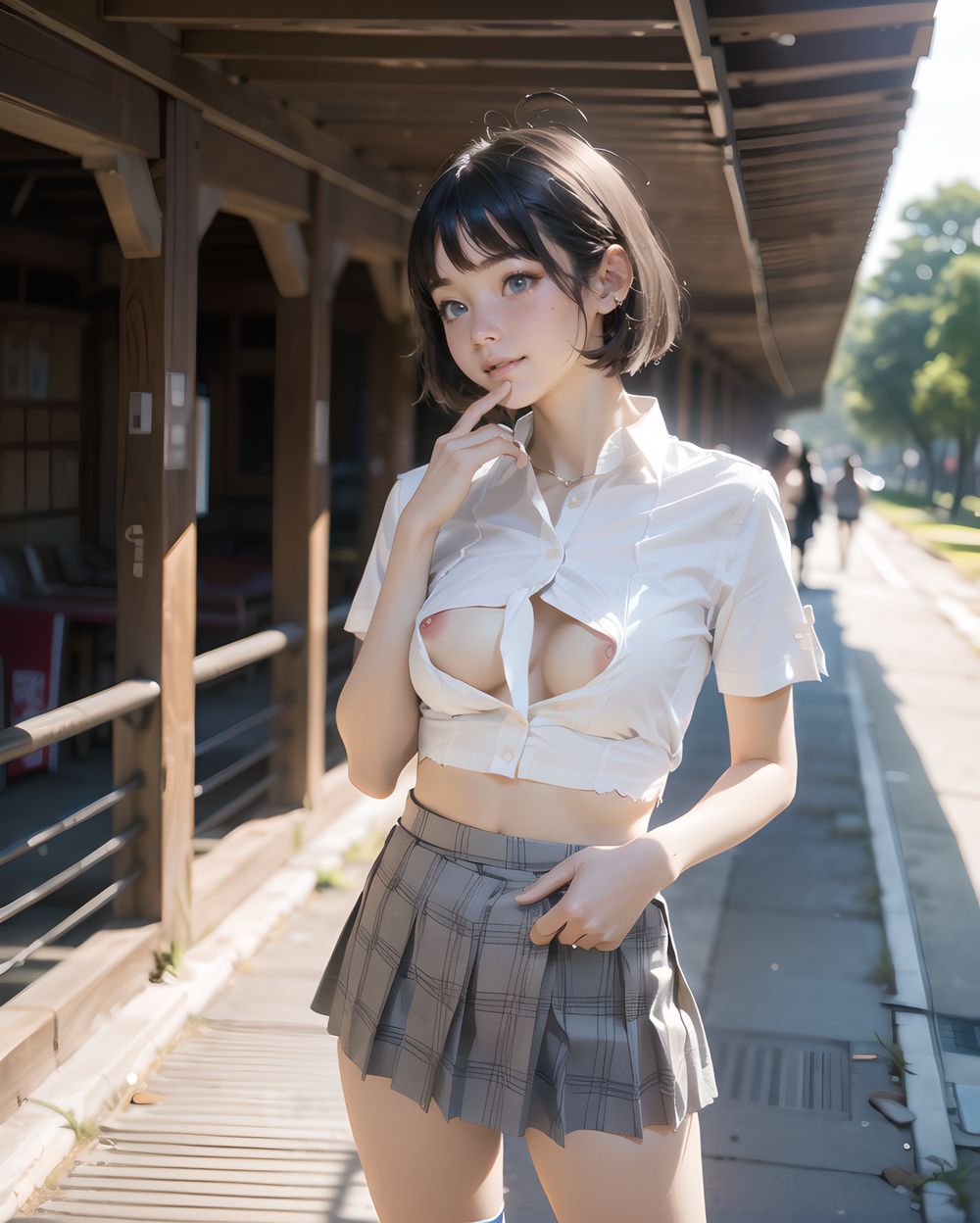 ?RUNA?
**Clothing and Naked Style**
(((White shirt, no bra:2, small breasts fully exposed and clearly visible , smooth, lustrous, supple skin: 1.7))),
**Hentai and Perverted Elements**
(((((no bra:1.6))))),
Semi-naked with clothes partially removed, bra askew exposing breasts, panties removed.
Poses include facing forward with closed labia exposed.
A flushed, bashful expression paired with sensual, glamorous poses.
**KAWAII**
(cute KAWAII girl with a perfect style, very detailed facial texture:1.3), (idol face:1.5), fine particles, (kawaii face:1.6), kind eyes,young face, childish,
(blushing smile expression:1.4),looking at me,beautiful skin, intricate details,artistic realism,(deep, dark eye colour),
**loli**
((Illegal photo, Short,Small breasts, Underground erotic gravure photo:1.8)),
(
standing on the ground, lifts her skirt to show her panties:1.9)
and
(clearly show her labia majora, labia minora, clitoris, and vagina,),
((A girl walks down a sunlit street in her uniform. Her skirt flutters lightly with the breeze. She holds a hand near the hem, almost out of habit. Her expression is calm, maybe even indifferent. Warm light, long shadows, a sense of routine,
undercut,copper hair,ice blue eyes,medium breasts,casual wear,envious,teen,Lying down,three quarter view,drooling):1.5) ,
((Standing on the ground with a skirt lifted, showing panties.):1.9),
Cornflower Blue satin bomber jacket (cropped),slipping slightly
((A strong gust lifts her skirt completely. She reacts smoothly, pressing it down with one hand while glancing sideways. A bold glimpse of her underwear is visible. No shock on her face?only faint acknowledgment. Composed, practiced elegance in the chaos.
):1.8),
A girl standing still on a station platform, unaware of her surroundings. Her skirt is motionless, but her eyes show a subtle unease. A soft breeze moves her hair gently. Warm ambient light. The moment before something changes.
(Flipping hair back with a skirt accidentally lifting, showing panties:1.8),
shaping panties,lace panties,Moss,
A sudden gust lifts her skirt high into the air. Her hands rush to press it down, cheeks flushed in sudden panic. A glimpse of her white panties shows. Hair and fabric both caught mid-motion. Side-angle, sharp wind energy.
(masterpiece, best quality, ultra-detailed, 8k, cinematic lighting, realistic textures),
Japanese train station background, warm tones,
Backlit rural station platform at golden hour, low sunlight casting long shadows, the girl stands near a wooden railing, yellow train doors half open behind her, dust motes glowing in the air, calm wind moving her hair slightly, nostalgic summer tone,
(backlight, golden sunlight, cinematic shadow play, warm glow, photorealistic skin texture, full-body composition)
(frontal view:1.3), (close-up shot:1.2), (she leans forward cautiously:1.1)
Golden hour lighting bathes the destroyed city in warm light, casting dramatic shadows.
Collapsed wooden buildings, broken tile roofs, piles of rubble, and corroded high-rise structures surround her.
Zentangle textures, clear sky with scattered white clouds, a medieval fantasy mood in a ruined urban setting.
(post-apocalyptic:1.2), (medieval-style fantasy:1), (urban decay:1)
Character:
A 15-year-old girl, expressionless, head resting on her hands, cowboy shot.
Black hair with blunt bangs, bob cut, sharp ends (1.3), gray tsurime eyes (1.3), jitome.
She wears a school uniform:
(white collared shirt, tucked-in short sleeves, plain pattern:1), (red narrow ribbon:1.1)
(black and gray plaid pleated miniskirt:1.2), (white socks:1.2), loafers