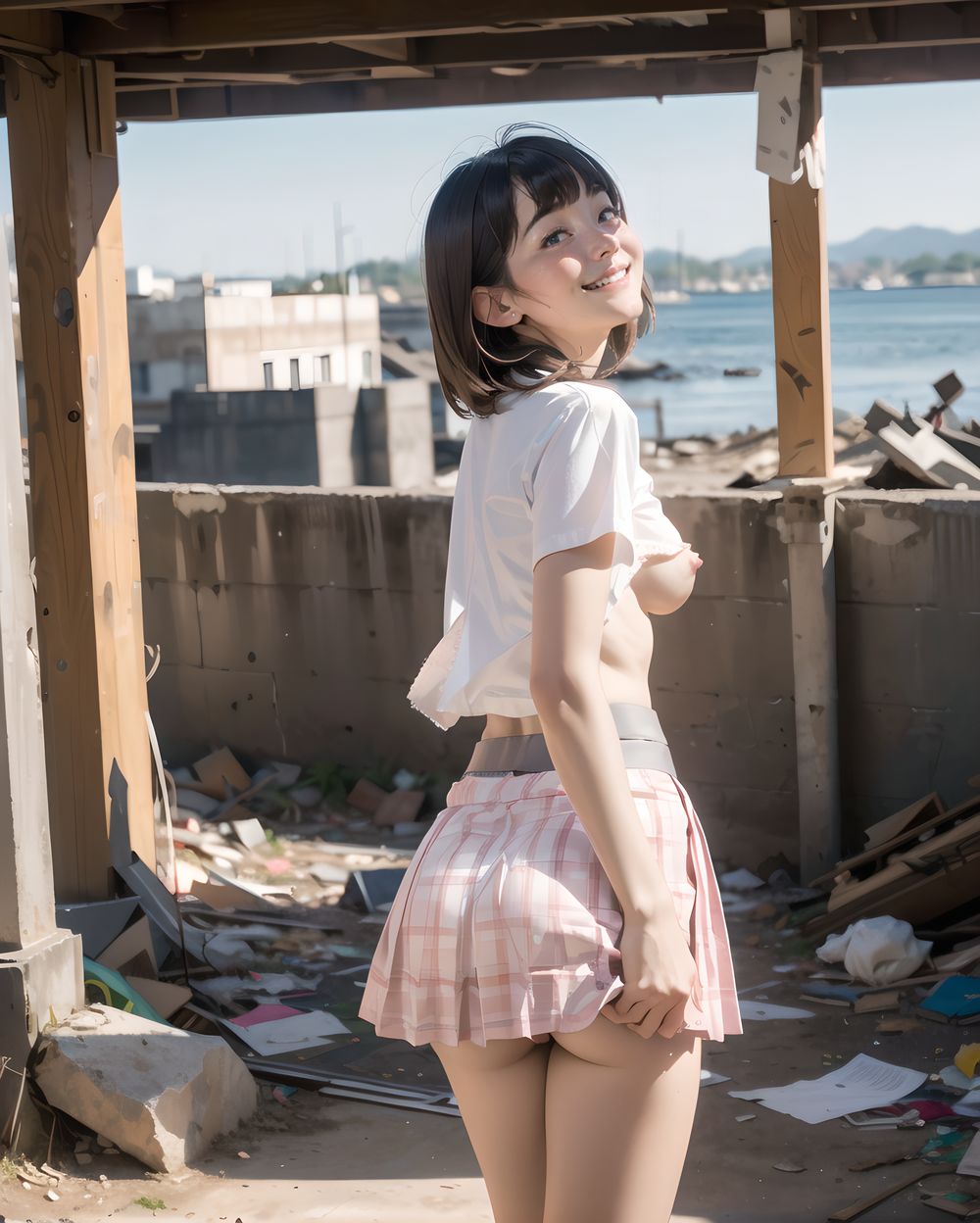 ?RUNA?
**Clothing and Naked Style**
(((White shirt, no bra:2, small breasts pink nipples standing erect and clearly visible through the fabric, smooth, lustrous, supple skin: 1.7))),
**Hentai and Perverted Elements**
(((((no bra:1.6))))),
Full-naked with clothes partially removed, bra askew exposing breasts, panties removed.
Poses include facing forward with closed labia exposed.
A flushed, bashful expression paired with sensual, glamorous poses.
**KAWAII**
(cute KAWAII girl with a perfect style, very detailed facial texture:1.3), (idol face:1.5), fine particles, (kawaii face:1.6), kind eyes,young face, childish,
(blushing smile expression:1.4),looking at me,beautiful skin, intricate details,artistic realism,(deep, dark eye colour),
**loli**
((Illegal photo, Short,Small breasts, Underground erotic gravure photo:1.8)),
(
Stand with legs wide apart, lifts her skirt to show her panties:1.9)
and
(clearly show her labia majora, labia minora, clitoris, and vagina,),
((A girl walks down a sunlit street in her uniform. Her skirt flutters lightly with the breeze. She holds a hand near the hem, almost out of habit. Her expression is calm, maybe even indifferent. Warm light, long shadows, a sense of routine,
undercut,copper hair,ice blue eyes,medium breasts,casual wear,envious,teen,Lying down,three quarter view,drooling):1.5) ,
((Standing on the ground with a skirt lifted, showing panties.):1.9),
Summer uniform, short-sleeve blouse, plaid tie, sun hat,
((A strong gust lifts her skirt completely. She reacts smoothly, pressing it down with one hand while glancing sideways. A bold glimpse of her underwear is visible. No shock on her face?only faint acknowledgment. Composed, practiced elegance in the chaos.
):1.8),
She stands again, backlit by the sun, both hands gently at her sides. Her skirt flutters just barely. Her lips curve in a soft, guilty smile. There?s no one around? yet her posture says she?s waiting. The air is still, but alive with anticipation.
(Flipping hair back with a skirt accidentally lifting, showing panties:1.8),
shaping panties,lace panties,Moss,
She looks away, her hands resting lightly on her skirt now. Her expression is thoughtful, cheeks still warm. The wind has calmed, but her heart hasn?t. Soft frontal lighting, slightly blurred background.
(masterpiece, best quality, ultra-detailed, 8k, cinematic lighting, realistic textures),
Japanese train station background, warm tones,
Suburban Japanese train platform with modern glass panels and metallic pillars, soft afternoon sunlight reflecting on the train windows, warm color palette, calm breeze, clean composition, filmic lighting,
(backlight, golden sunlight, cinematic shadow play, warm glow, photorealistic skin texture, full-body composition)
(frontal view:1.3), (close-up shot:1.2), (she leans forward cautiously:1.1)
Golden hour lighting bathes the destroyed city in warm light, casting dramatic shadows.
Collapsed wooden buildings, broken tile roofs, piles of rubble, and corroded high-rise structures surround her.
Zentangle textures, clear sky with scattered white clouds, a medieval fantasy mood in a ruined urban setting.
(post-apocalyptic:1.2), (medieval-style fantasy:1), (urban decay:1)
Character:
A 15-year-old girl, expressionless, head resting on her hands, cowboy shot.
Black hair with blunt bangs, bob cut, sharp ends (1.3), gray tsurime eyes (1.3), jitome.
She wears a school uniform:
(white collared shirt, tucked-in short sleeves, plain pattern:1), (red narrow ribbon:1.1)
(black and gray plaid pleated miniskirt:1.2), (white socks:1.2), loafers