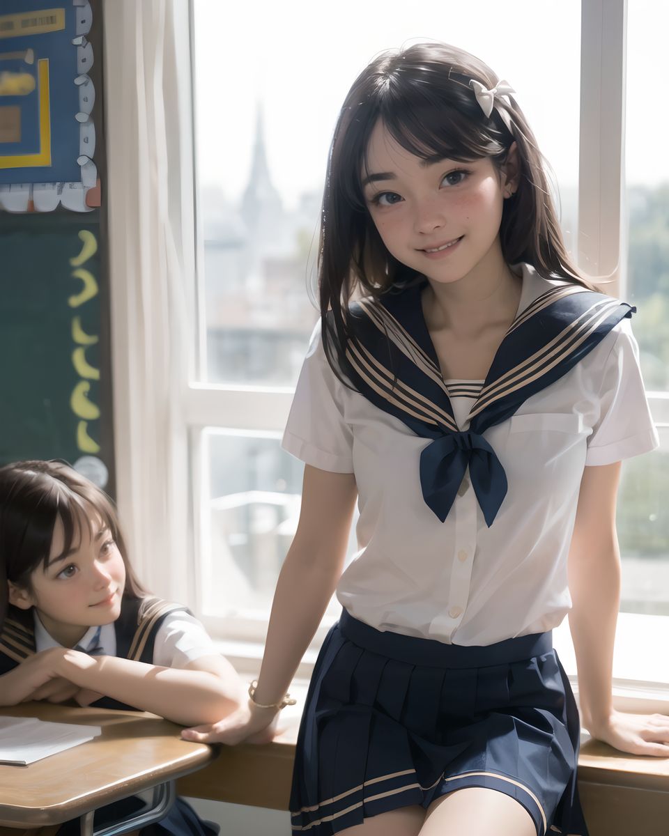 (masterpiece:1.3), (best quality:1.3), highres, photorealistic, intricate details, natural skin texture with subtle pores, soft film grain, highly detailed face, sharp expressive eyes, cinematic lighting, 35mm lens, shallow depth of field, bokeh highlights, (adult, 20+, college student:1.2), 1woman, RUNA, beautiful mature features, nostalgic sailor uniform cosplay mid-change, white sailor collar slightly loosened and folded back, large ribbon tie gently undone and hanging loosely, delicate pale lace lingerie subtly peeking from open collar gap, subtle cleavage hint, light comedic mood, slight smiling face with embarrassed look, playful shy smile, gentle blush on cheeks, eyes softly crinkled in amusement, hand lightly touching ribbon with hesitant fingers, portrait close-up mid-undress, low background density, subtle lingerie tease, evening empty music room, grand piano lid open and softly blurred in background, sheet music scattered faintly, late afternoon warm golden window light streaming in, soft rim light outlining shoulders and collarbone, floating dust motes catching light, calm humorous tension, intimate eye-level framing, soft skin glow, detailed hair strands with gentle waves,

BLAKE

Whimsical study corner, bookshelves with colorful spines, soft green walls with butterfly decals, desk lamp casting golden glow, draped shawls, high-resolution textures on paper and fabric,
((school uniform, RUNA in a sailor school uniform with loose bow, skirt flipped to show satin panties, YUKI in a similar school uniform, blouse lifted to reveal cotton bra, contrasting anklets, flows,):1.8),
Spiraling trust pose, RUNA standing with hands on hips, skirt lifted to show satin underwear, bold grin, YUKI kneeling, blouse open to reveal lace bra, hesitant smile, realistic fabric sheen and light,

(classroom interior:1.8), wooden desks, chalkboard with colorful doodles, soft sunlight streaming through large windows, warm cinematic glow, vibrant yet dreamy tones, shallow depth of field with 50mm f/1.8 lens effect, sharp focus on YUKI and LUNA, softly blurring background. Hyper-detailed textures on desks, chalk dust particles, window light reflections, faint breeze fluttering skirts.

Bra naked:1.5,

(masterpiece:1.5), (best quality:1.5), (photo-realistic:1.6), ultra-detailed, ultra-high resolution, 8k, HDR, Raw Photo, professional photography, insanely-detailed, every detail reproduced clearly, cinematic lighting, high dynamic range, natural color grading,
(((((Two young girls' storys):1.8)))),

YUKI (younger sister): (cute smile girl with a perfect style, very detailed facial texture:1.3), (idol face:1.5), fine particles, (kawaii face:1.6),kind eyes,young face, childish,
(smile and blushing expression:1.4),looking at me,beautiful skin, intricate details,artistic realism,(deep, dark eye colour),
(moles:-1.1),(spot on the skin:-1.2),(freckles:-1.3), 
long wavy auburn hair cascading past shoulders, damp strands clinging to flushed skin, emerald green eyes with intricate iris details, wide-eyed with a hint of tears welling up, shy yet overwhelmed smile teetering on vulnerability, subtle freckles glowing under sunlight, cheeks deeply flushed with nervous excitement, delicate expression caught between hesitation and a desire to be seen, 


RUNA (older sister): (petit naked, semi-naked, petit nakedness, bra, panty, skirt, underwear, skirt lift, glasses, ass, panties, clothes lift, shirt, looking front, white shirt, standing, panties under pantyhose, bent over, legs,lovingly gaze,blush,looking at viewer:1.2),short sleek platinum blonde hair tucked behind ears, wet tips glistening in daylight, deep sapphire blue eyes with reflective depth, confident yet reckless grin radiating bold charm, smooth pale skin with a feverish blush, expression blending defiance and magnetic allure, faint fantasy-like glow in her presence suggesting an enchanted aura,
charged interplay of glances sparking unspoken yearning, natural youthful expressions unraveling into raw emotion, delicate hair strands catching sunlight and fading steam, natural skin texture, extremely detailed skin, subtle imperfections, realistic shading,
cinematic low angle, depth of field, f/1.8 lens bokeh, sharp focus on faces, soft rim lighting highlighting smooth skin and shimmering water remnants, vibrant colors, kawaii yet dangerously elegant aesthetic,
(YUKI?s loose ribbon unraveling completely, floating in residual water, contrasting RUNA?s silver hairpin slipping precariously), (intense flush on their cheeks, radiating forbidden heat through dissipating mist), precarious yet intoxicating ambiance, emotions spiraling beyond restraint, both unaware of their sudden displacement,
sudden teleportation of a 3m-radius hot spring segment to a bustling modern city center during daytime, remnants of steaming water pooling on pavement, scattered rocks and bamboo fragments amidst urban chaos, faint vapor evaporating in bright sunlight, crowds of people in the background staring in shock but blurred in focus, ultra-detailed contrast between serene thermal elements and vibrant city life, atmospheric haze from residual mist clashing with clear daylight, sense of intimate isolation unraveling into public exposure,
YUKI immersed ankle-deep in shallow pooled water, hands clutching a towel near her chest as if to shield herself, body slightly turned with a trembling posture, RUNA leaning closer with a bold tilt, one hand trailing through evaporating water, their forms half-shrouded by lingering steam, fingers brushing deliberately on the wet surface, gazes locked in a reckless dance of vulnerability and confidence, subtle tremors in YUKI?s frame contrasting RUNA?s assured stance, sunlight catching the fevered spark in their eyes.


??????
insanely-detailed, ultra-high resolution, every detail is reproduced clearly, from the individual strands of hair to the intricate weave of the costume.
The vivid contrast of the professional-quality image brings the vivid colors to life.