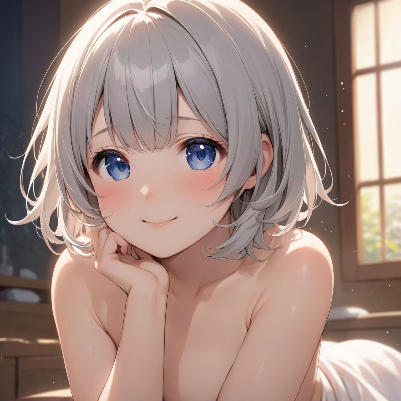 An innocent, pure and lovely 16-year-old girl,
with an innocent, childlike expression, a gentle smile, a shy gesture,

a bashful idol smile,

dark deep blue eyes that exude purity,
silver hair, a stylish short haircut, delicate hair flow,

Mayu-chan, who is popular in her class for being quiet, is wearing loose-fitting clothes in her room,
and a little of her chest is peeking out from the edge of her clothes as she relaxes in her light clothes.
Mayu-chan, who says ?Do you want to touch it?
?, is embarrassed and impatient at the thought of showing her naked body for the first time, and her face expresses her shyness.



She looks into the camera, her innocent surprise embodied in her expression,

a cowboy shot,
a soft, natural posture, a youthful and graceful shot,


the first time she's been with a guy and she's unexpectedly into sex...
Two people who have just learned about sex release their sexual desires on a hot spring trip. The film depicts the way they break down the barriers of reason and shame.




the low angle of the shot emphasizes her cuteness and brings out the delicate texture of her hair and costume.
The soft shadows of the natural light accentuate the youthful contours of her face.


Her figure emerges clearly.
The shallow depth of field of the 50mm f/1.2 lens creates a beautiful bokeh effect with her face in focus.
High resolution, detailed graphics,
vibrant colors, professional quality,


ultra-high resolution, reproducing every detail from the individual strands of hair to the intricate weave of the costume
professional-quality, vivid contrast, reproducing vivid colors,