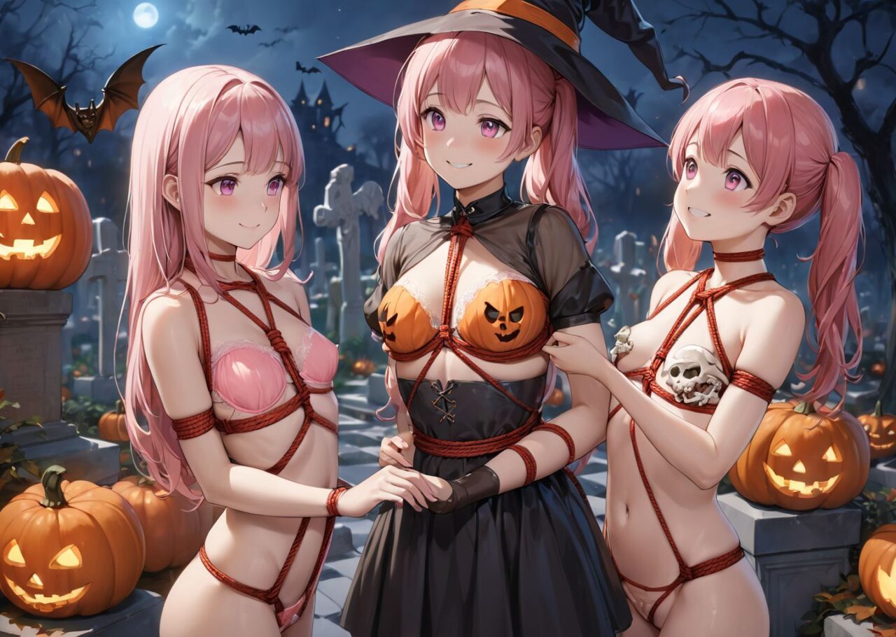 (Girl in a Halloween costume at an American cemetery: 1.3),
(Witch costume with a pumpkin bra and a skeleton dress: 1.6),
(Girl blushing with embarrassment),
twisted torso, touching hair, Reika, black hair, long hair, straight hair, large breasts, white orange lace see-through lingerie, stockings, happiness, horror, ghost, night, depth of field, autumn, Halloween, street,

BLAKE
(masterpiece:1.3), (best quality:1.3),(photo-realistic:1.2),(4 girls:1.8),(solo:-2.0),(cute girls:1.2),kawaii,idol face,(12 years old young girl:1.3),
(Cowboy shot:1.6),
BLAKE

(baby face:1.4),(smile:1.4),blush,(soft and smooth skin:1.2),(oily skin:1.2),beautiful detailed eyes,

(beautiful hair:1.1),

(Fair-skinned), (large breast:0.5), dark brown hair, twin tails, blindfold, sexy maid, mini skirt, from front, orgasm face, steam, sweat, face focus, (shibari, bound breast),(derss bondage:1.8),(Red rope,kikkou-shibari,SM play bondage:1.7),(arms held in front to hold a bouquet),

concept art,texture,(Exquisite and beautiful photorealistic depiction of the background, superrealism:1.5),backgrounds,absolutely resolution, ultra detaile,intricate,(8k:1.3),CG, unity , 2k wallpaper,absurdres,

(EasyNegativeV2:-1.5), (worst quality, low quality:-1.2),(moles:-1.1),(spot on the skin:-1.2),(freckles:-1.3),(bad-hands-5:-1.2), (negative_hand-neg:-1.1),

BLAKE

(contra-post: 1.2), (arms at the side of the body), front view, close-up of the upper body, deep background, in a Halloween landscape, full moon, castle, gravestone, bat, (ghost), jack-o'-lantern, candle,
(dark American cemetery at night: 1.5),
BREAK
(wearing see-through clothes: 1.2), cleavage, witch's hat,


(Halloween background,
pumpkin, bat, skeleton: 1.3),

sharp focus on her,
high resolution, detailed graphics,
(vivid colors), professional quality,


ultra-high resolution, images that capture every detail, from the individual strands of hair to the intricate weave of the costume,
vivid colors come to life with professional-quality clarity and contrast,



(mole: -1.1), (skin blemishes: -1.2), (freckles: -1.3), (hands: -1.4),

(lighting from the front: 1.8),





BLAKE

(One person:-1.5), (Cute girl: 1.2), Kawaii, (16-year-old children face girls: 1.3),



light pink eyes,beautiful detailed eyes,
(baby face:1.4),
(smile:1.4),blush,(soft and smooth skin:1.2),(oily skin:1.2),
(small breasts:1.5),
pink hair,(pink colored lob cut:1.6),wavy hair,(sidelocks:1.2),(twintails:1.2),
beautiful hair,


(upper body:1.2),

BREAK

(2 children girls, she is looking at sister body with interest and gently touching her skin,
she is looking somewhat happy:1.8), 


BLAKE

Bringing her into sharp focus, 
High resolution, detailed graphics, 
(vivid colors), professional quality,


Ultra-high resolution, capturing every detail from individual strands of hair to the intricate fabrics of her costume,
Professional-grade clarity and contrast bring the vibrant colours to life,



(moles:-1.1),(spot on the skin:-1.2),(freckles:-1.3),(hand:-1.4),

(front face lighting:1.8), 

(masterpiece:1.3), (best quality:1.3),

concept art,
texture,Exquisite and beautiful backgrounds,
absolutely resolution, ultra detaile,intricate,
(8k:1.3),CG, unity , 2k wallpaper,absurdres,