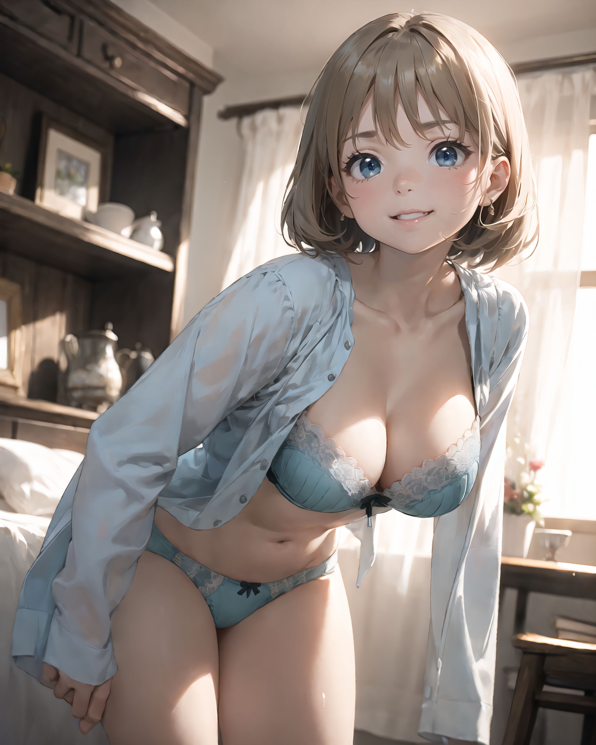 (A girl with her breasts herf exposed),),(a boy is grabbing girl?s breasts from behind):2.0),
(from front),
dynamic angle,(leaning forward),
moderately normal perky breasts, happiness, depth of field, bed, girl's room,

(girl trying on underwear:1.3), and her breasts are exposed on her erotic body.
The room in the background is decorated in soft, girlish colors. The room has been enchanted, and a gentle light illuminates the many items in the room.
The girl is wearing a confident smile.
The whole screen is a scene where fantasy elements and her erotic-kawaii charm fuse together.

BLAKE

A 16-year-old fairy girl with an innocent and pure charm,
her innocent expression, gentle smile, shyness,

shy idol-like smile,

dark, deep blue-green eyes that radiate a pure brilliance,
silver hair, stylish short haircut, delicate hair flow,


a look into the camera, a look that meets the eye, embodying the wonder of a child,

close-up shots,
soft, natural poses, youthful and elegant shots,


a mischievous look, an ideal fusion of innocence and charm,
embodying the popular kawaii girl,
elements of Lolita fashion, fresh and pure poses, exuding natural charm,


emphasizing her cuteness from a low angle and bringing out the delicate texture of her hair and clothes.
Soft natural light casts a soft shadow, bringing out the contours of her youthful face.


making her stand out clearly.
The shallow depth of field of the 50mm f/1.2 lens creates beautiful depth of field blur with her face in focus.
High resolution, detailed graphics,
vibrant colors, professional quality,


ultra-high resolution, every detail is reproduced clearly, from the individual strands of hair to the intricate weave of the costume.
The vivid contrast of the professional-quality image brings the vivid colors to life.

(EasyNegativeV2: -1.5), (Worst Quality, Low Quality: -1.2),
(Mole: -1.1), (Skin Spot: -1.2), (Freckle: -1.3)
(Poor Hand: -5: -1.2), (Negative Hand: -1.1),