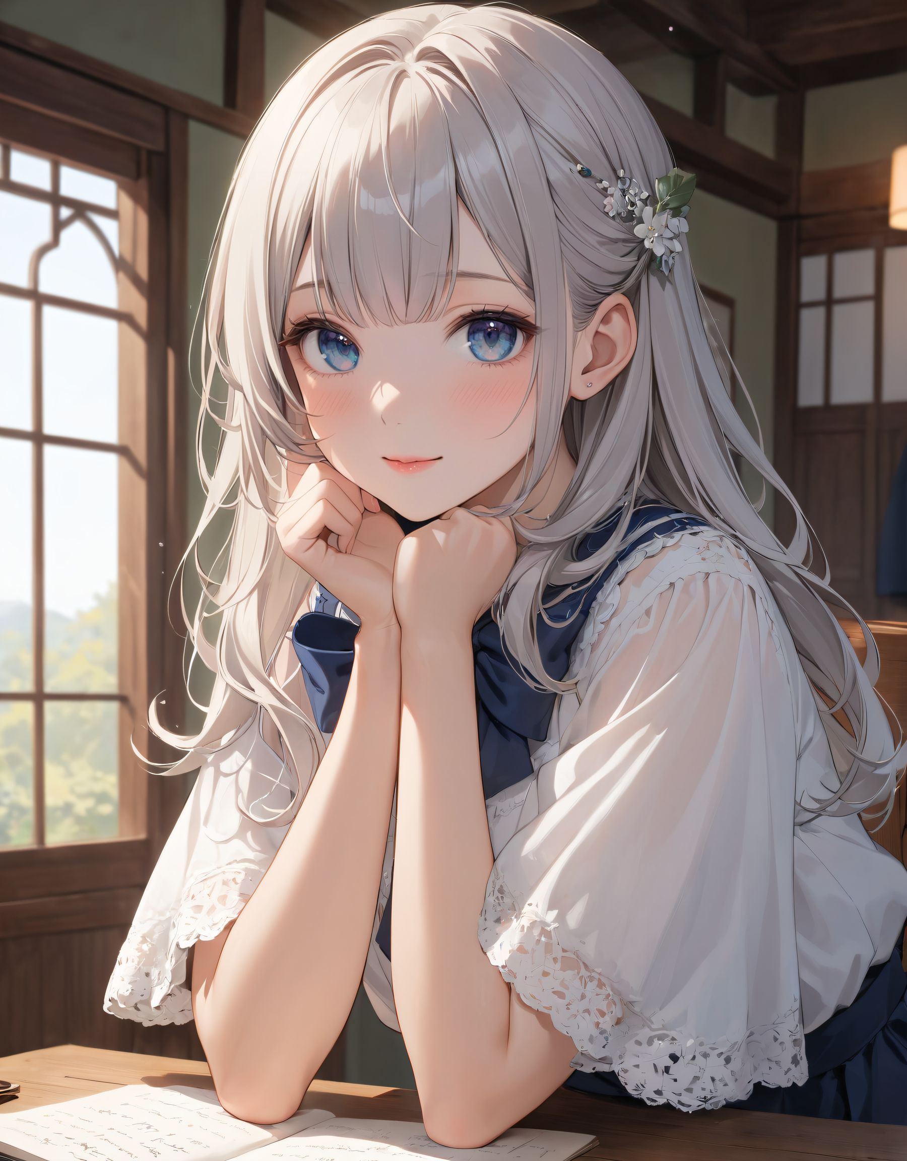 A youthful and elegant 16-year-old girl named Ellis, with a charming combination of innocence and refined allure. She has silver hair styled in a short, delicate cut that flows naturally, and radiant deep blue-green eyes full of purity and curiosity. Her soft smile and gentle expressions embody a sense of shyness and warmth. Ellis exudes an ideal mix of natural kawaii charm and elegance, perfect for a fantasy-inspired, fairy-tale world.
She is always presented with a clear focus on her captivating facial features and delicate hair texture, emphasized by soft, natural lighting and a shallow depth of field. Her wardrobe blends elements of Lolita fashion with elegant and girlish designs, featuring delicate lace, pastel colors, and subtle floral patterns that complement her ethereal presence.
High-resolution, ultra-detailed 4K visuals. Shallow depth of field with a 50mm f/1.2 lens effect. Soft natural light with a warm tone to enhance her youthful features. A focus on lifelike textures in her clothing, hair, and environment.
((
in a Japanese high school classroom during late afternoon, with soft sunlight streaming through the windows,
wearing a white and navy school uniform with a ribbon, black socks, sitting near the window,
closing her notebook slowly with both hands on the desk,
calm and thoughtful, eyes slightly downcast,
medium shot, straight-on angle,
warm natural backlight from the window, soft golden tones,
Ellis was finishing her notes in the quiet classroom, unaware of who was watching her from behind.
seductively posing on all fours on a bed, looking up flirtatiously,
bra pull,
):1.9),
((top-down angle)(as if the camera hovers above her):1.5),
BLAKE
(Ellis Core Prompt):
(masterpiece:1.8),(best quality:1.7),(super quality:1.6),(ultra detailed:1.5),(extremely detailed skin:1.4),high-resolution,Raw Photo,4k,8k, childish,(12yo:1.3),
A youthful and elegant 16-year-old girl named Ellis, with a charming combination of innocence and refined allure. She has silver hair styled in a short, delicate cut that flows naturally, and radiant deep blue-green eyes full of purity and curiosity. Her soft smile and gentle expressions embody a sense of shyness and warmth. Ellis exudes an ideal mix of natural kawaii charm and elegance, perfect for a fantasy-inspired, fairy-tale world,
She is very cute and attractive, and very kawaii,
she has the face and expression of a Japanese idol,
(Her clothes are often see-through, mesh or lace, so you can see the back of her clothes, and she shows a lot of skin),
She is always presented with a clear focus on her captivating facial features and delicate hair texture, emphasized by soft, natural lighting and a shallow depth of field. Her wardrobe blends elements of Lolita fashion with elegant and girlish designs, featuring delicate lace, pastel colors, and subtle floral patterns that complement her ethereal presence,
The background often features bright, enchanting environments such as cozy, softly lit rooms or idyllic gardens, adding to the fantasy atmosphere. Every shot captures her beauty and individuality with professional-quality detail, highlighting her vivid colors, graceful poses, and serene demeanor,
High-resolution, ultra-detailed 4K visuals,
Shallow depth of field with a 50mm f/1.2 lens effect,
Soft natural light with a warm tone to enhance her youthful features,
A focus on lifelike textures in her clothing, hair, and environment,
*
*
*